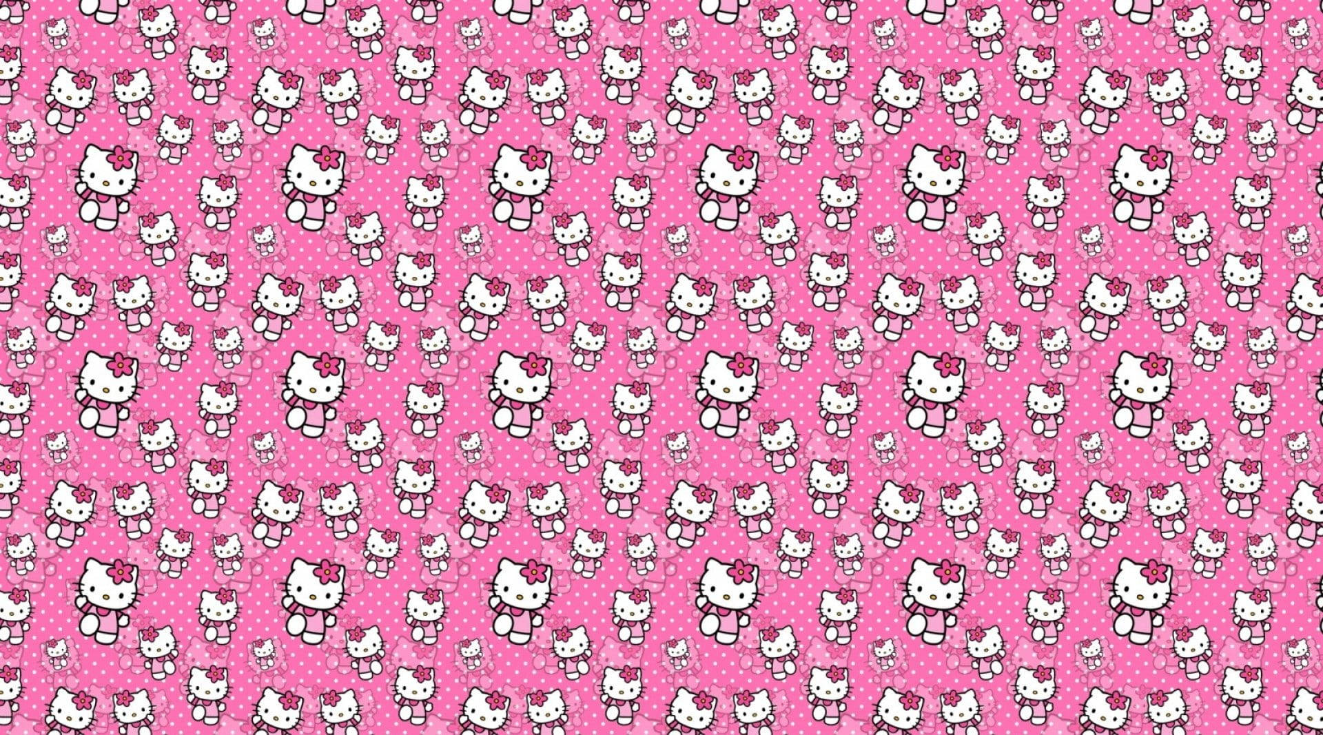 Hello Kitty, pink, repeating cute Hello Kitty characters, Full HD Desktop Wallpaper