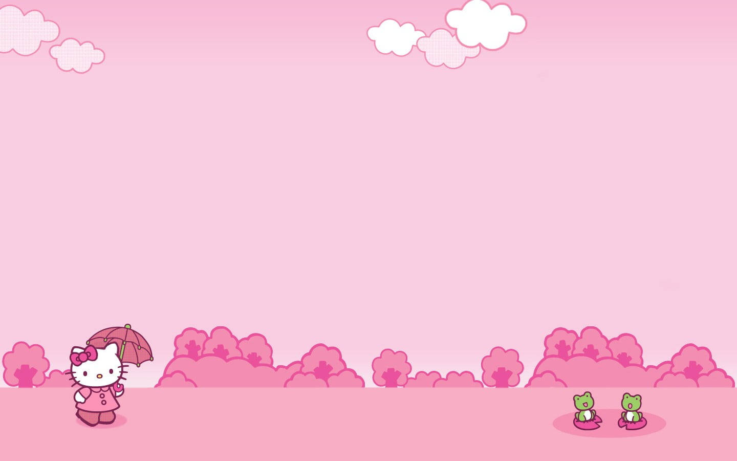 Hello Kitty, pink umbrella, soft pink sky, HD Desktop Wallpaper