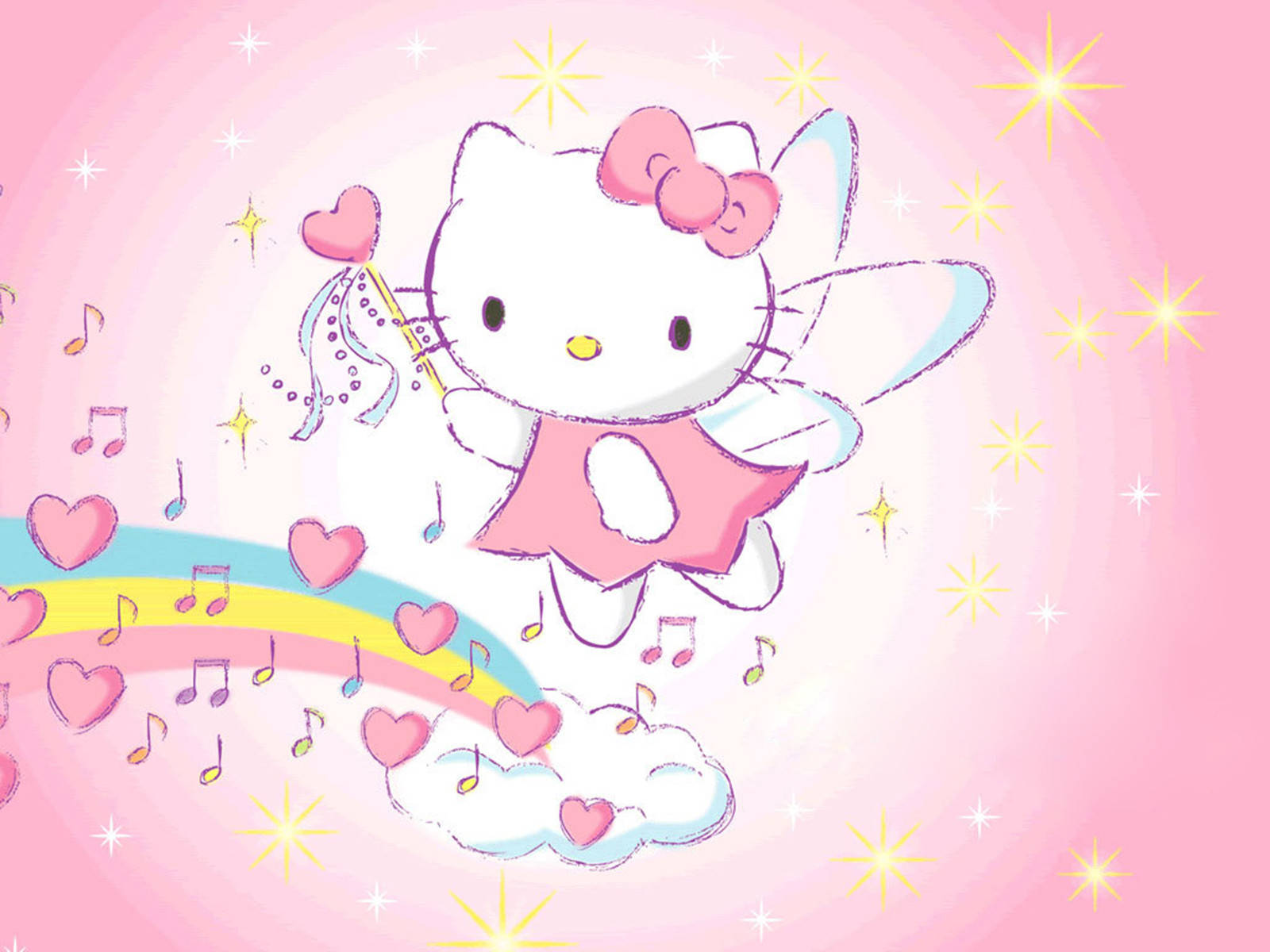Hello Kitty, fairy, pink wings, HD Desktop Wallpaper