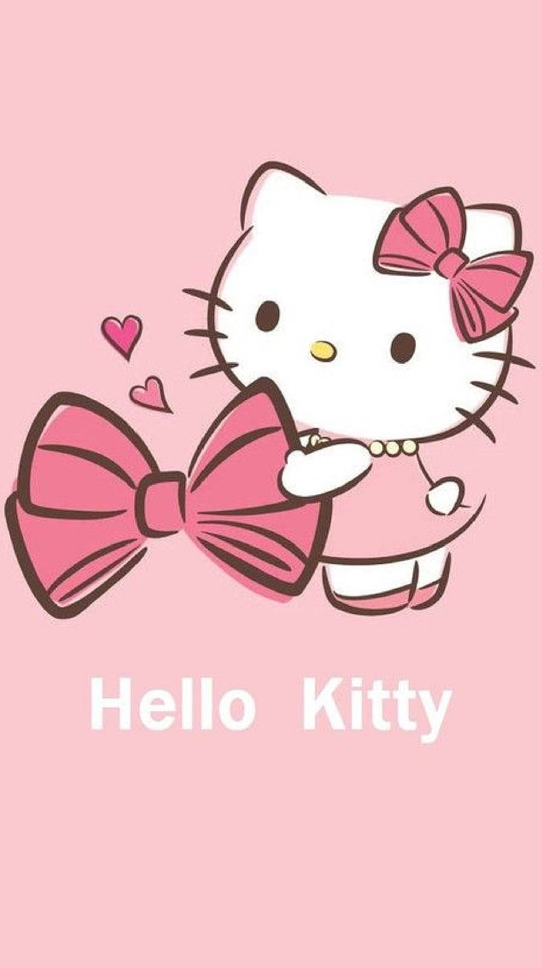 Hello Kitty, pink dress, giant pink bow, Full HD Phone Wallpaper