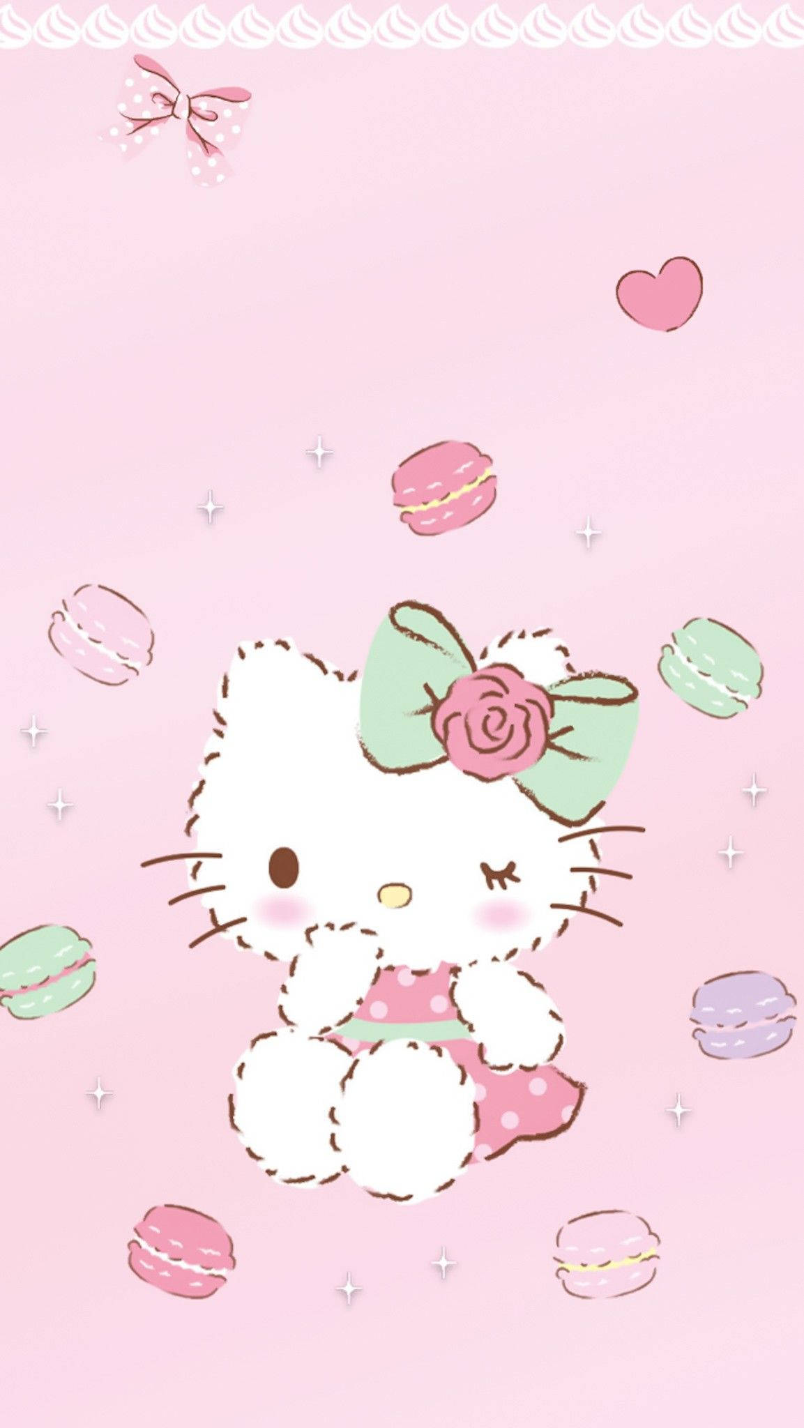 Hello Kitty, macarons, hearts, Full HD Phone Wallpaper