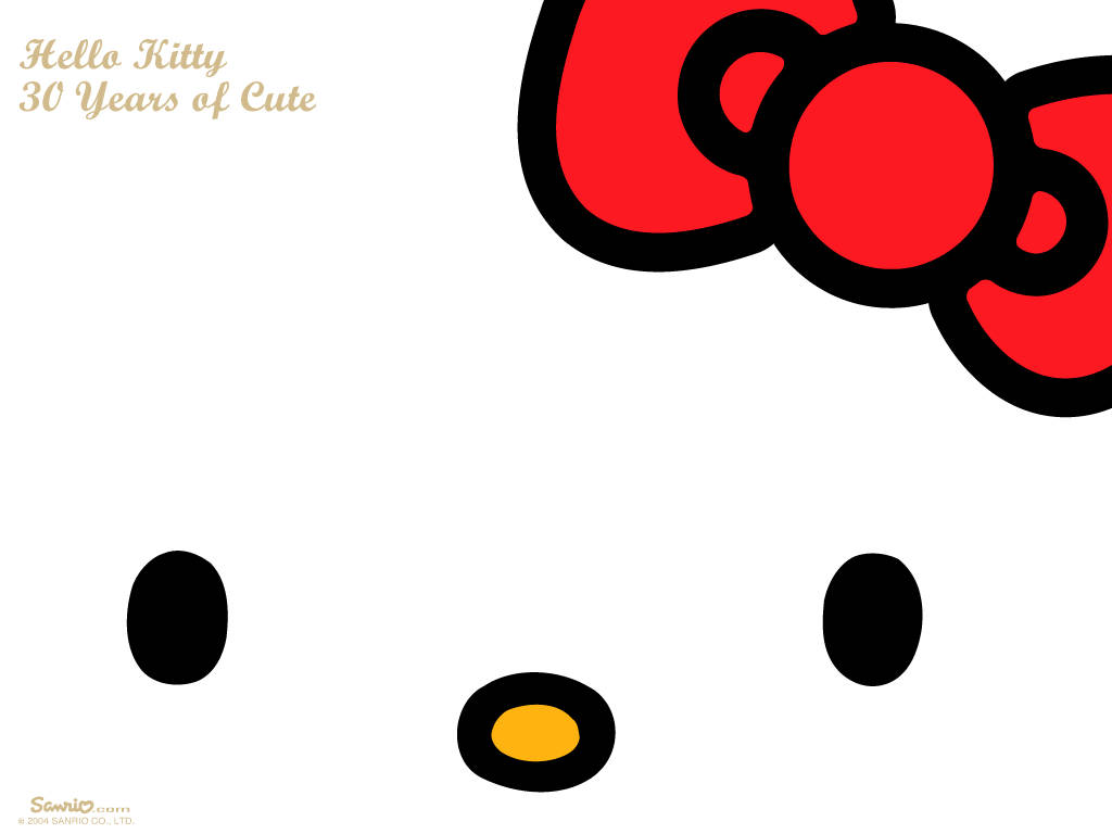 Hello Kitty, red bow, black eyes, SD Desktop Wallpaper