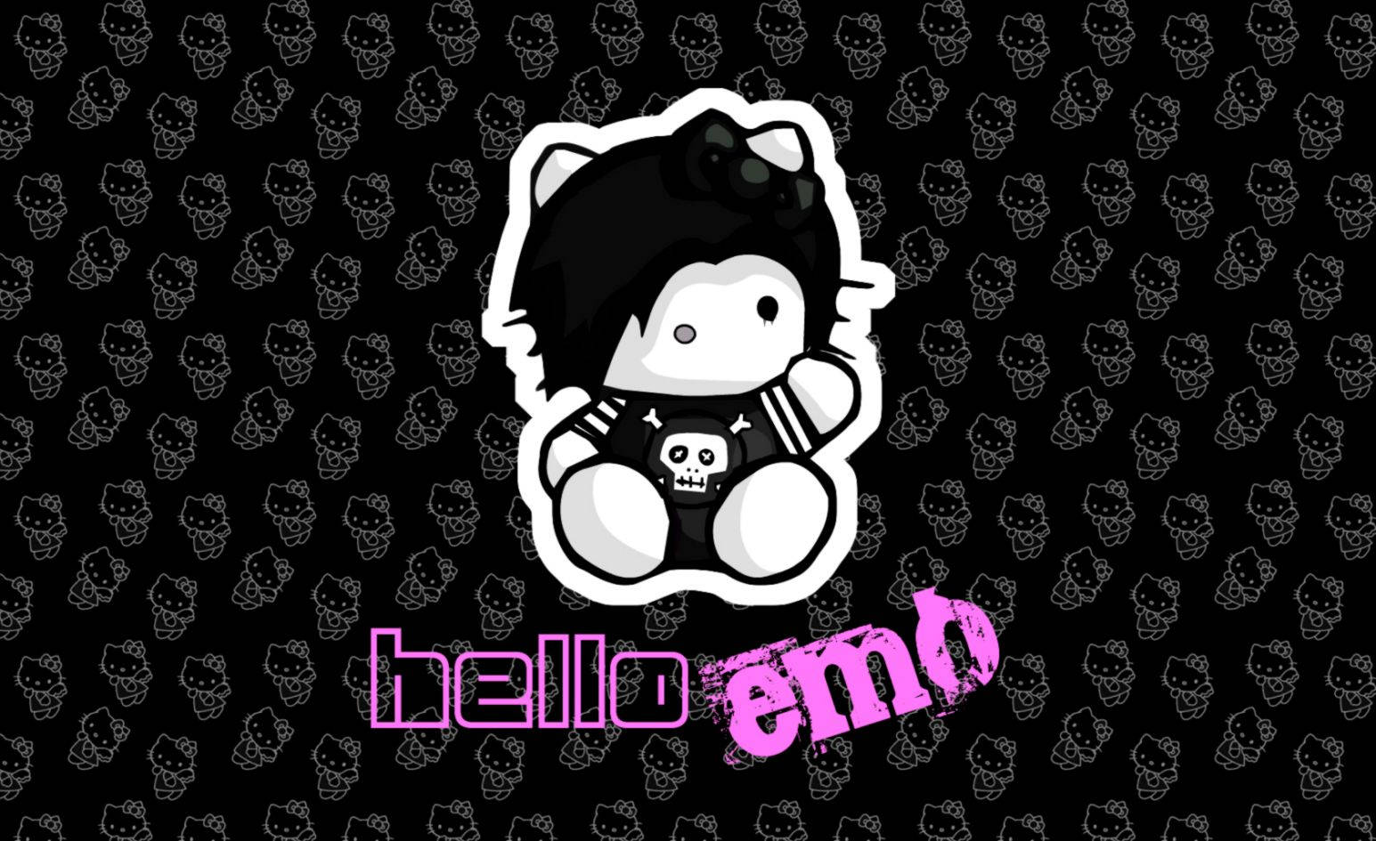 Hello Kitty, emo-style, skull plush, HD Desktop Wallpaper
