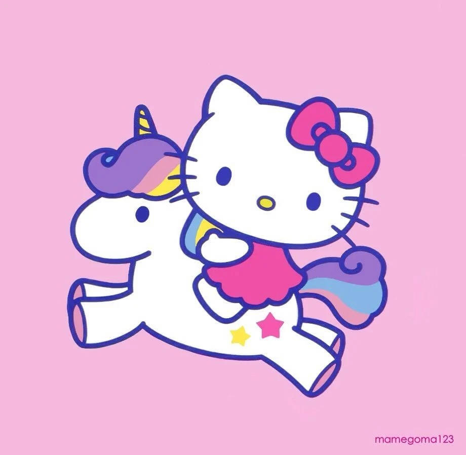 Hello Kitty, pink dress, rainbow unicorn, SD Desktop Wallpaper
