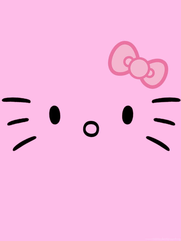 Hello Kitty, pink, black line drawing, SD Phone Wallpaper