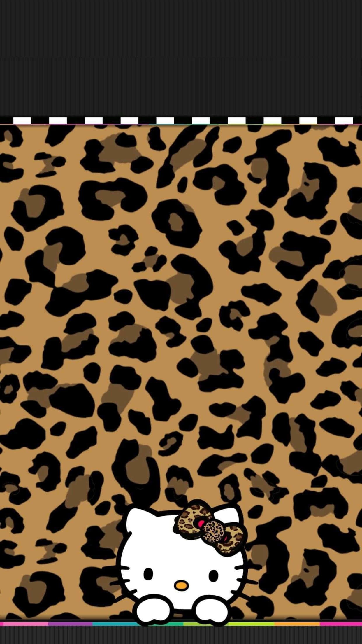 Hello Kitty, leopard print, black top, Full HD Phone Wallpaper