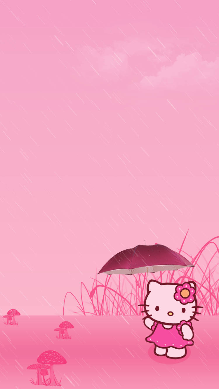 Hello Kitty, pink umbrella, pink dress, HD Phone Wallpaper