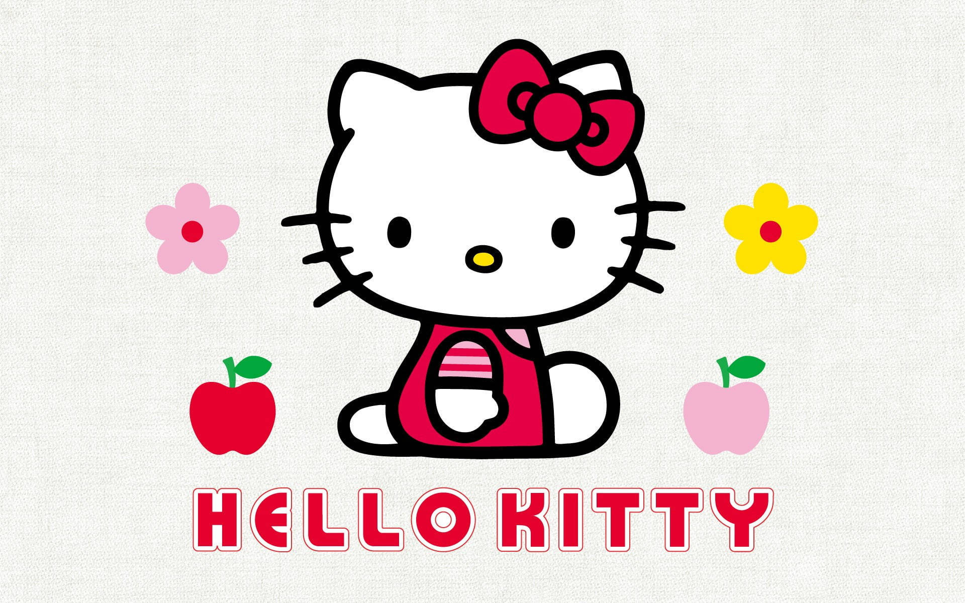 Hello Kitty, red bow, colorful flowers, Full HD Desktop Wallpaper