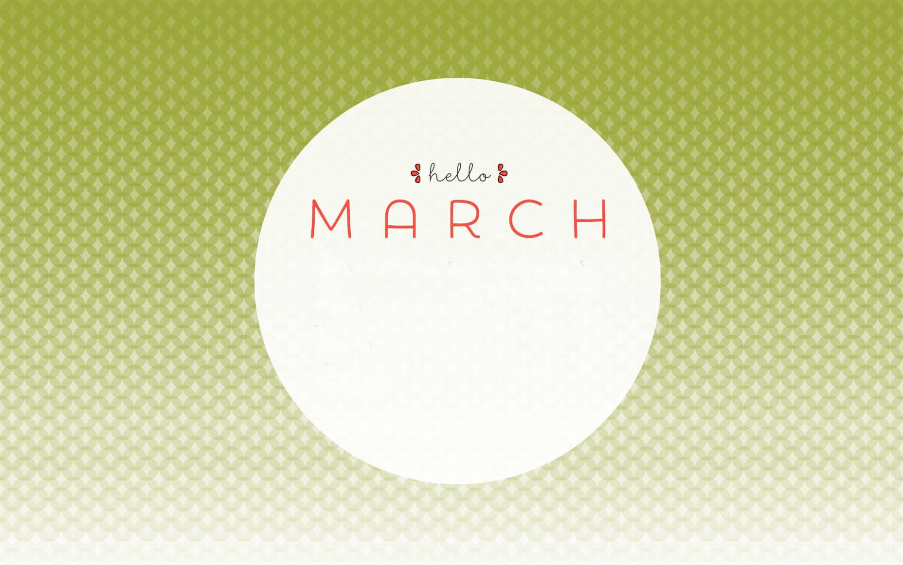 Hello March, green background, white circle, HD Desktop Wallpaper