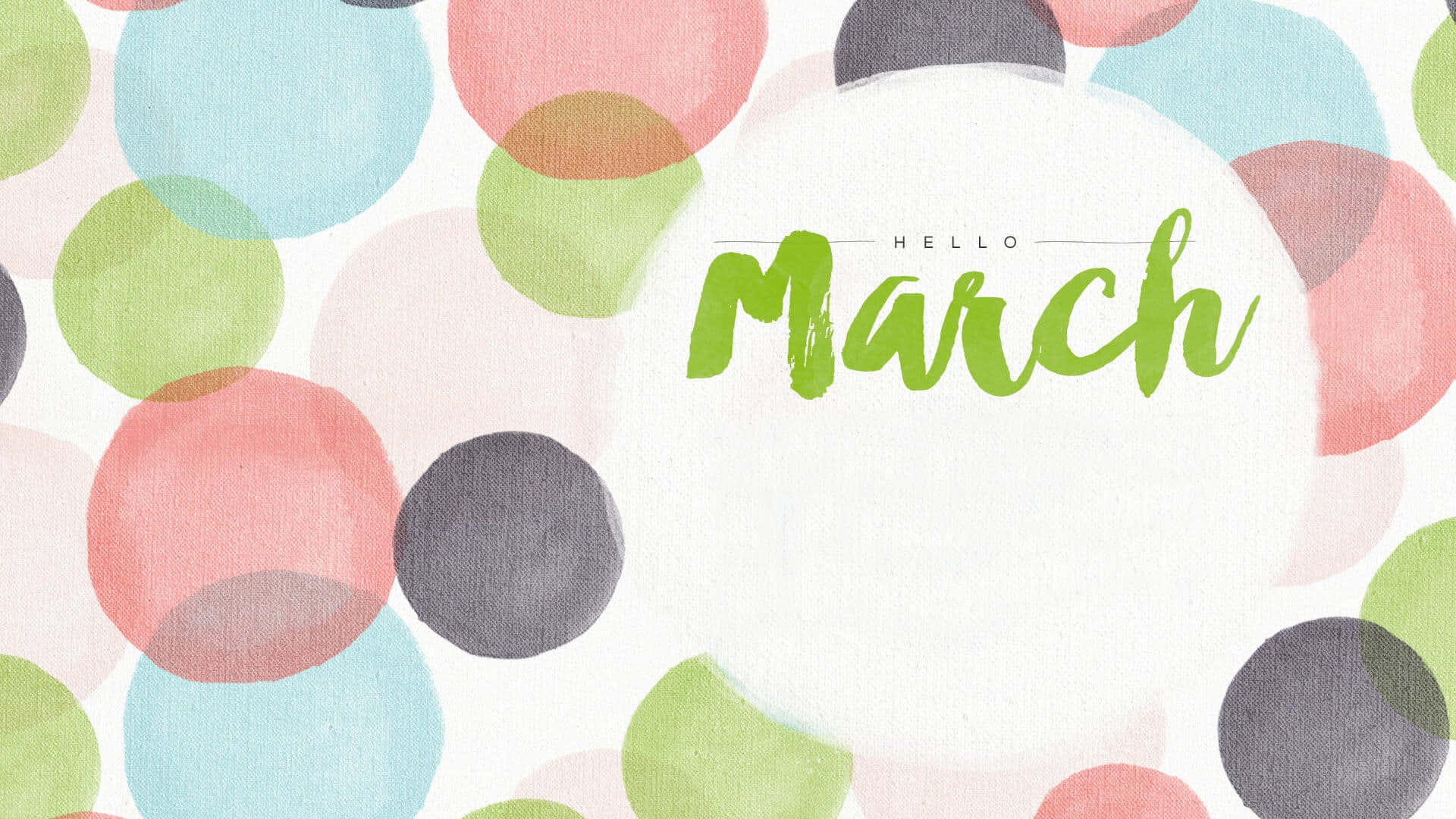 Hello March, pastel hues, watercolor polka dots, Full HD Desktop Wallpaper