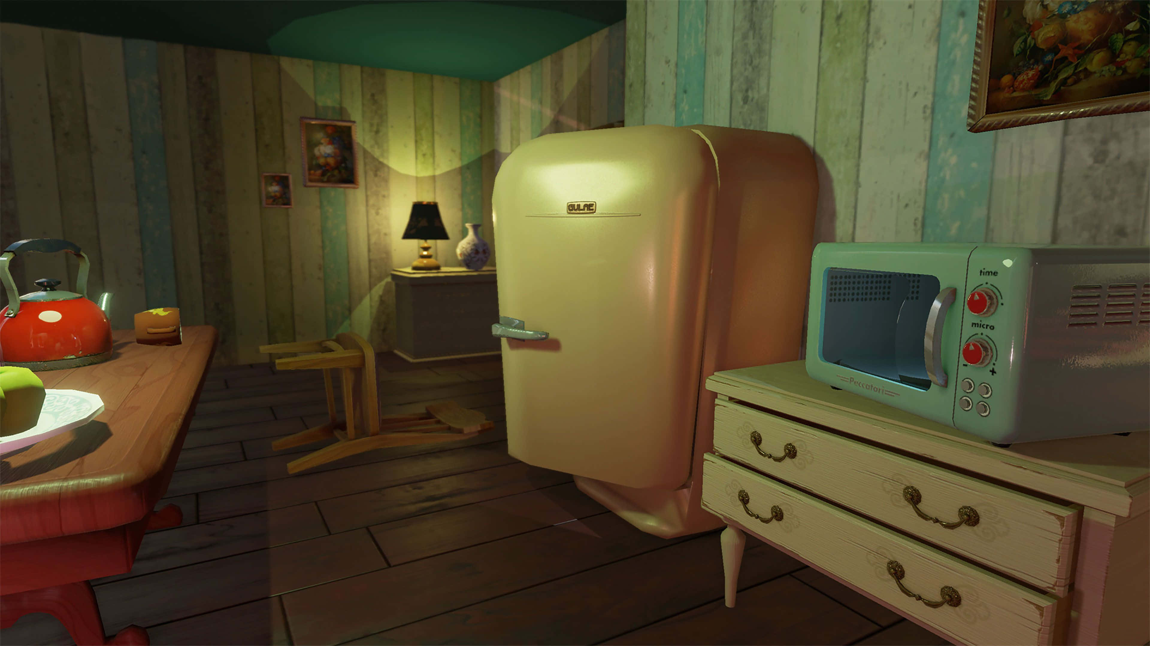 Hello Neighbor, refrigerator, stove, 4K Desktop Wallpaper