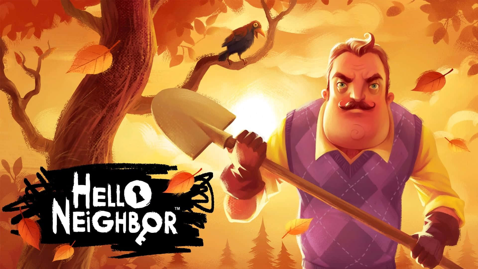Hello Neighbor, man with a mustache, shovel, Full HD Desktop Wallpaper