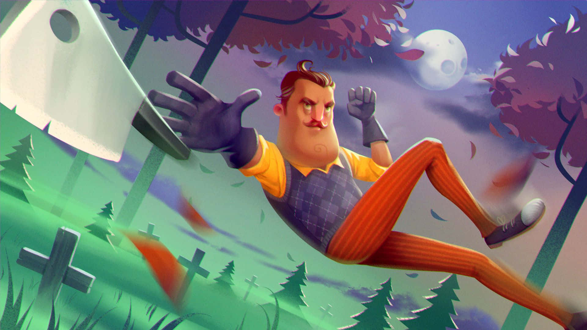 Hello Neighbor, striped pants, giant axe, Full HD Desktop Wallpaper
