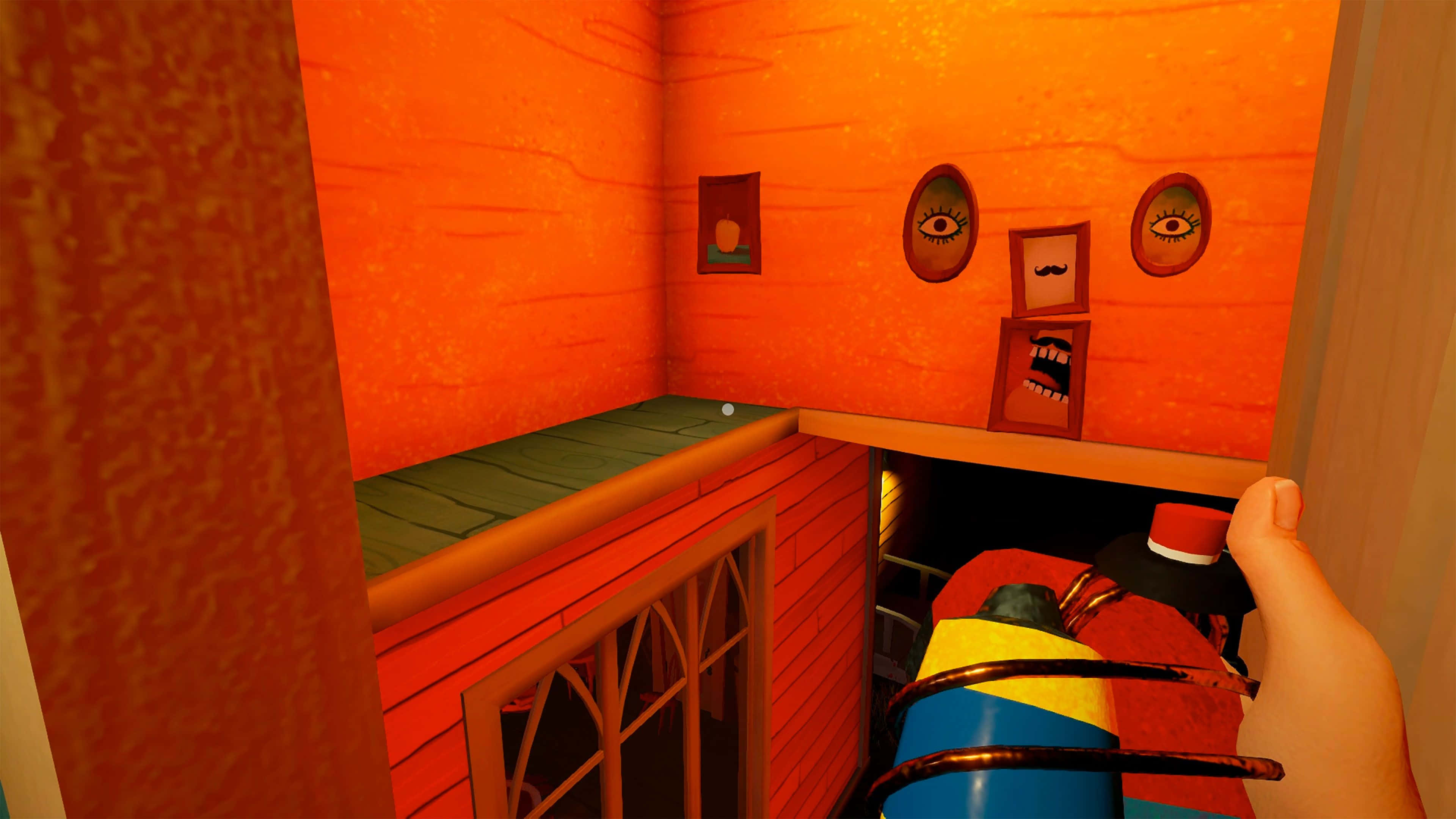 Hello Neighbor, orange room, framed eyes, 4K Desktop Wallpaper