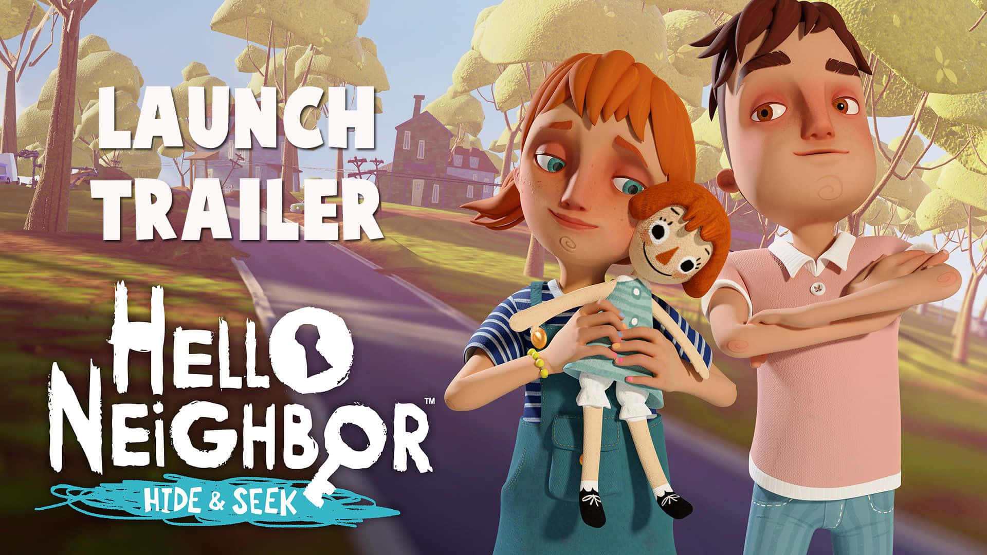 Hello Neighbor, animated children, suburban street, Full HD Desktop Wallpaper