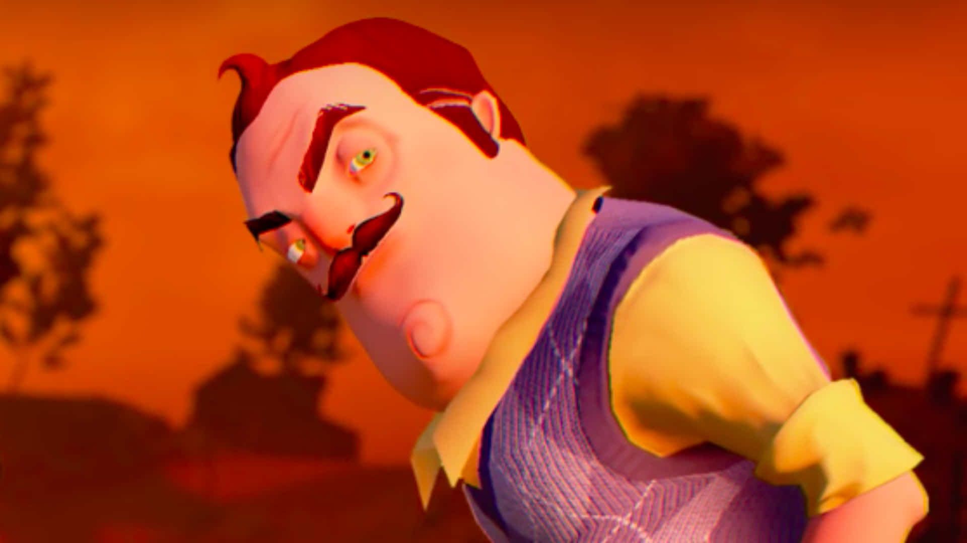Hello Neighbor, mustache, vest, Full HD Desktop Wallpaper