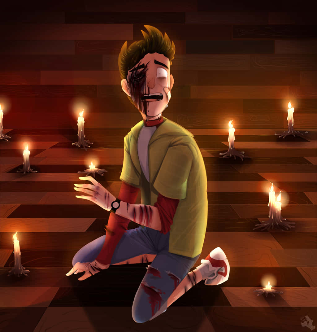 Hello Neighbor, anime boy, wooden floor, SD Phone Wallpaper