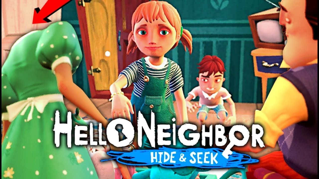 Hello Neighbor, girl in overalls, woman in a green dress, HD Desktop Wallpaper