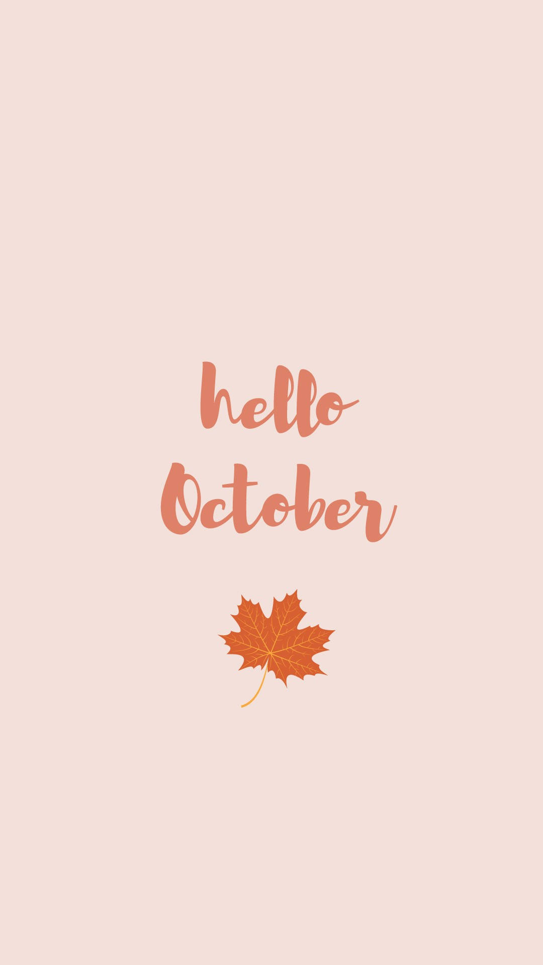 hello October, maple leaf, peach, Full HD Phone Wallpaper