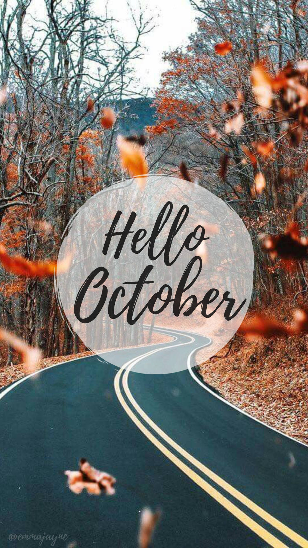 Hello October, winding road, forest, Full HD Phone Wallpaper