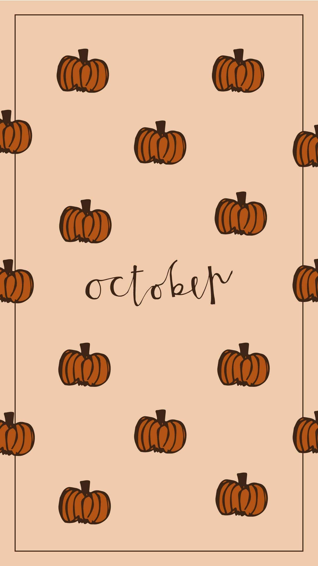 Hello October, pumpkin pattern, orange pumpkins, Full HD Phone Wallpaper