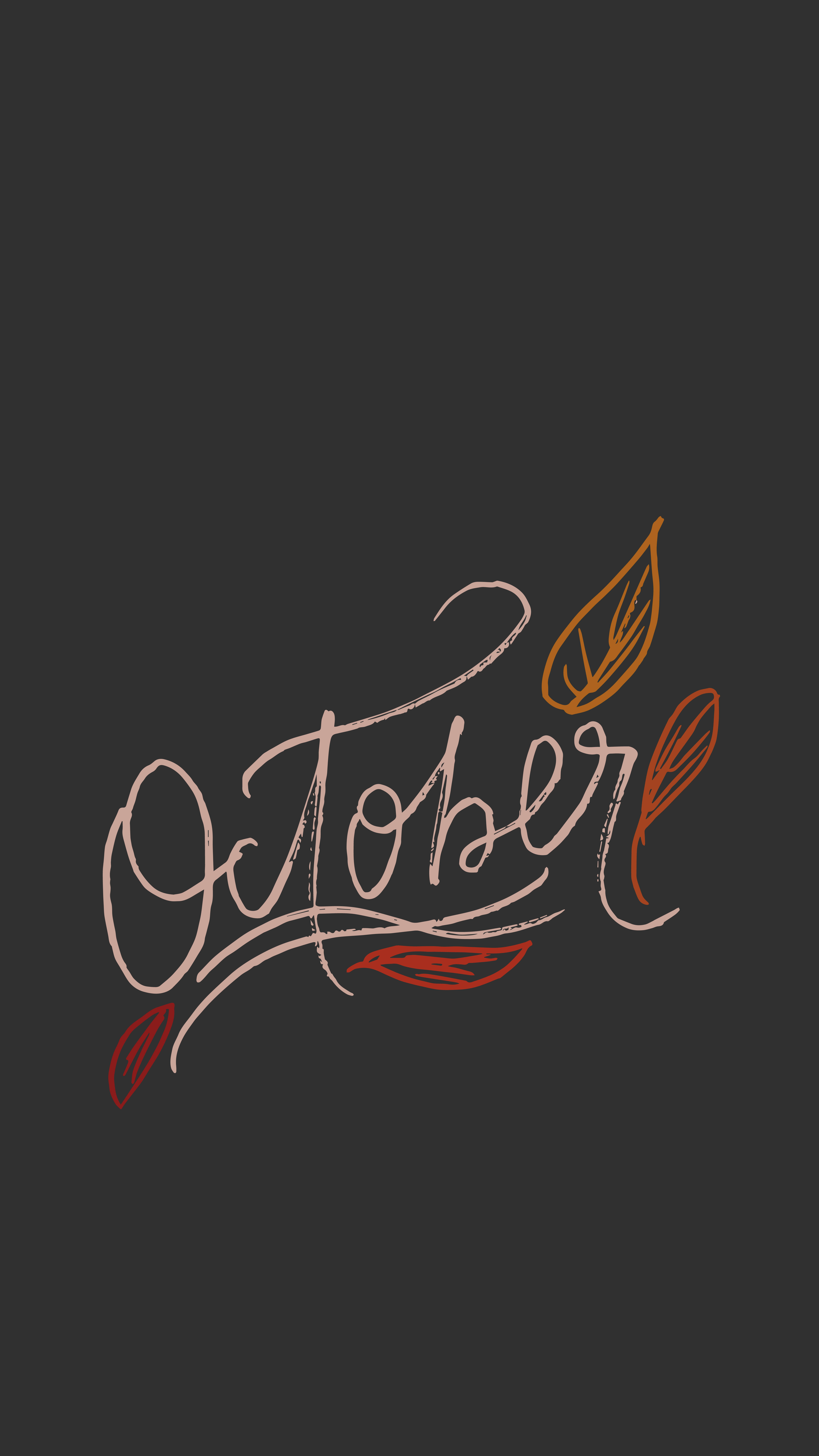 Hello October, chalk design, autumn leaves, 8K Phone Wallpaper