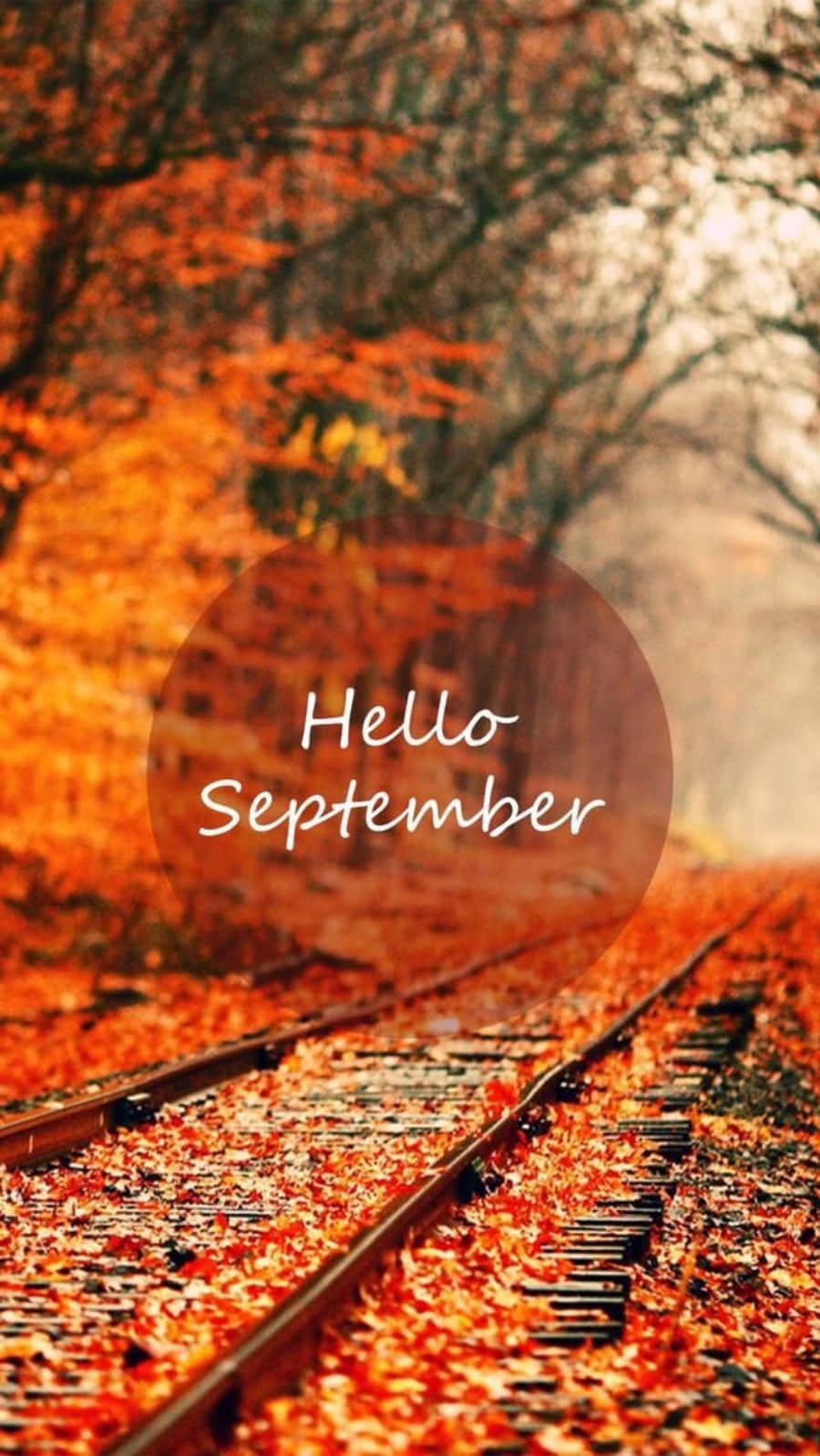 Hello September, transparent circle, railroad tracks, HD Phone Wallpaper