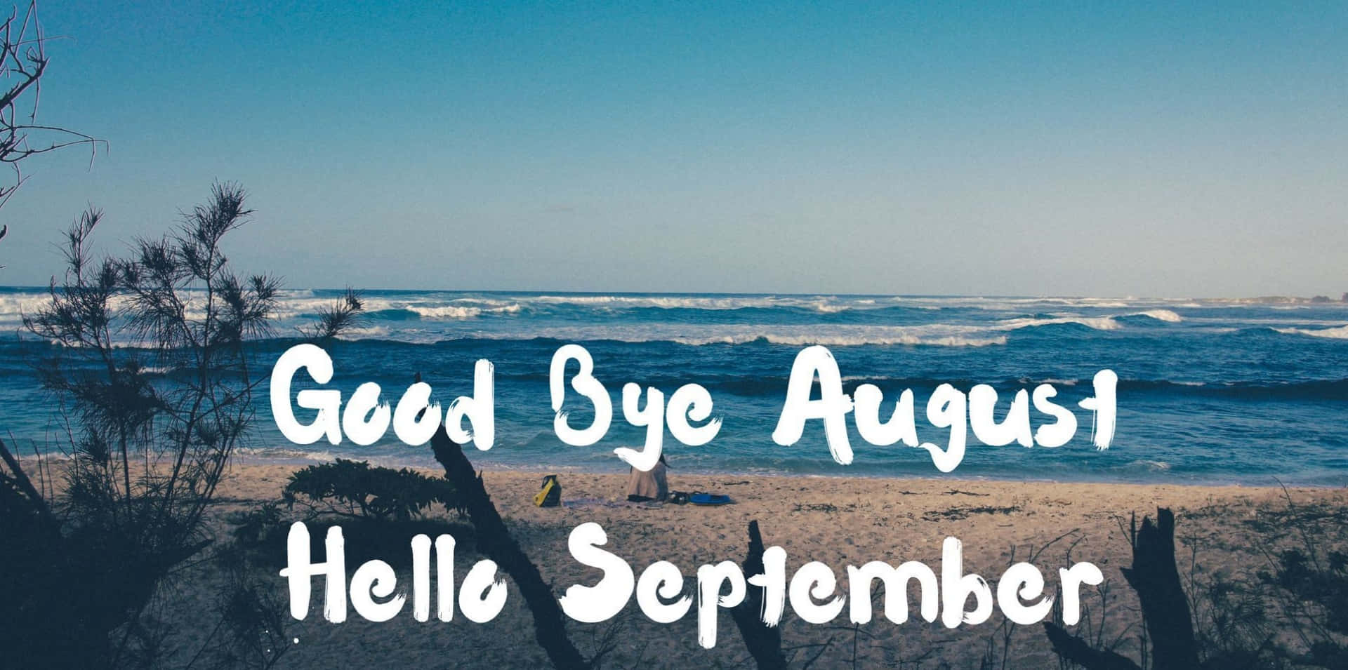 Hello September, beach, ocean waves, Full HD Desktop Wallpaper