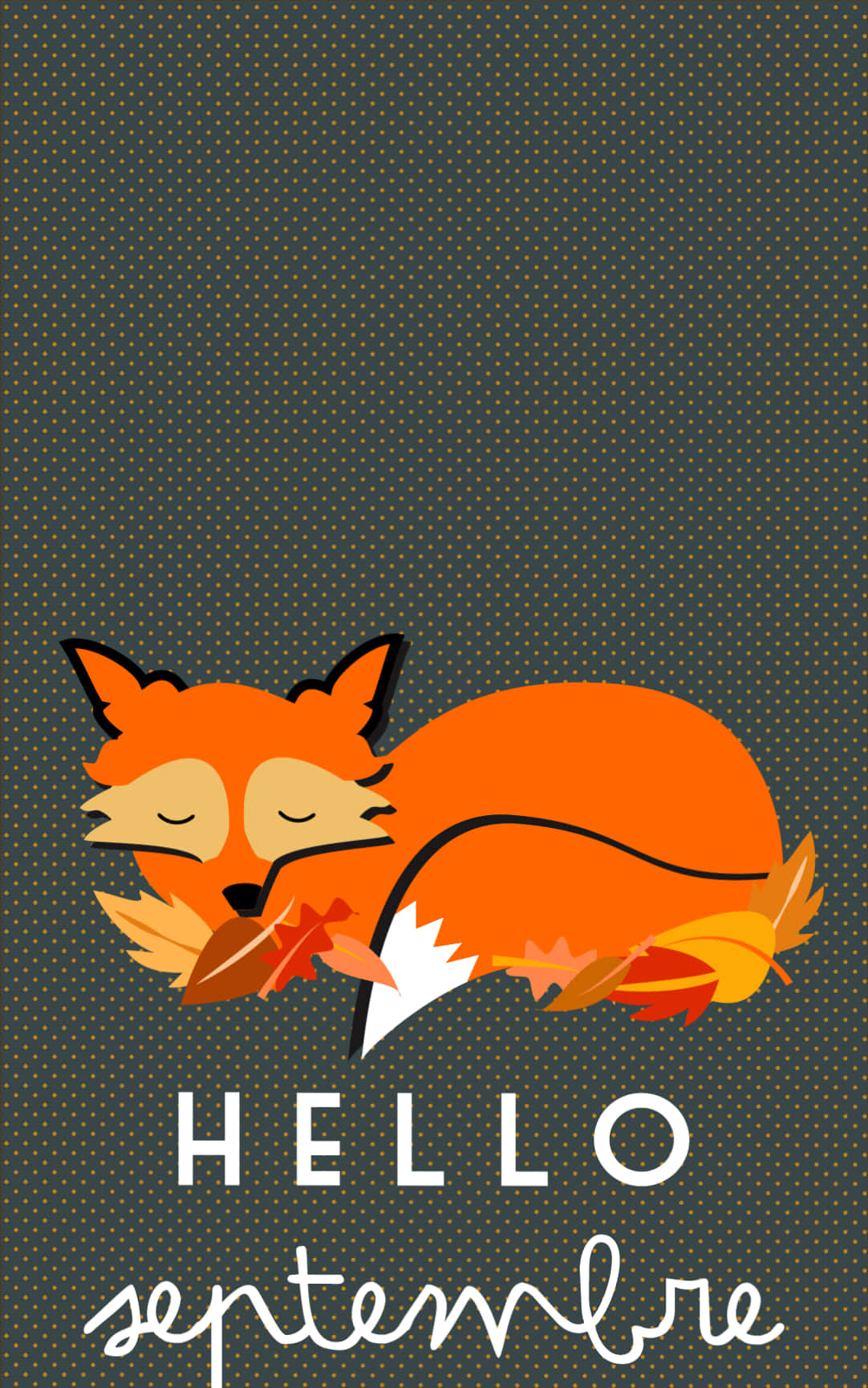Hello September, orange fox, autumn leaves, HD Phone Wallpaper