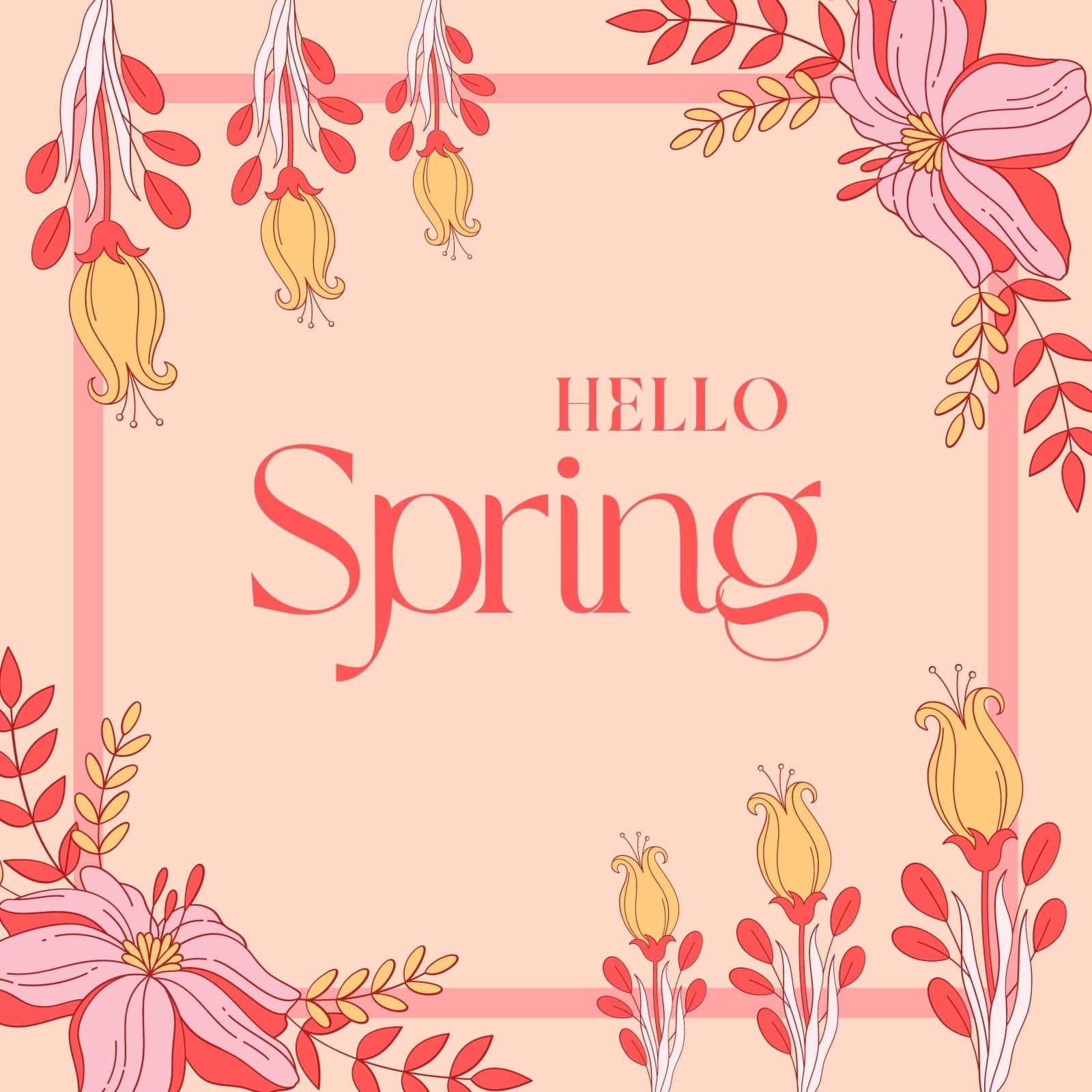 Hello Spring, pastel pink, pink and yellow flowers, HD Desktop Wallpaper