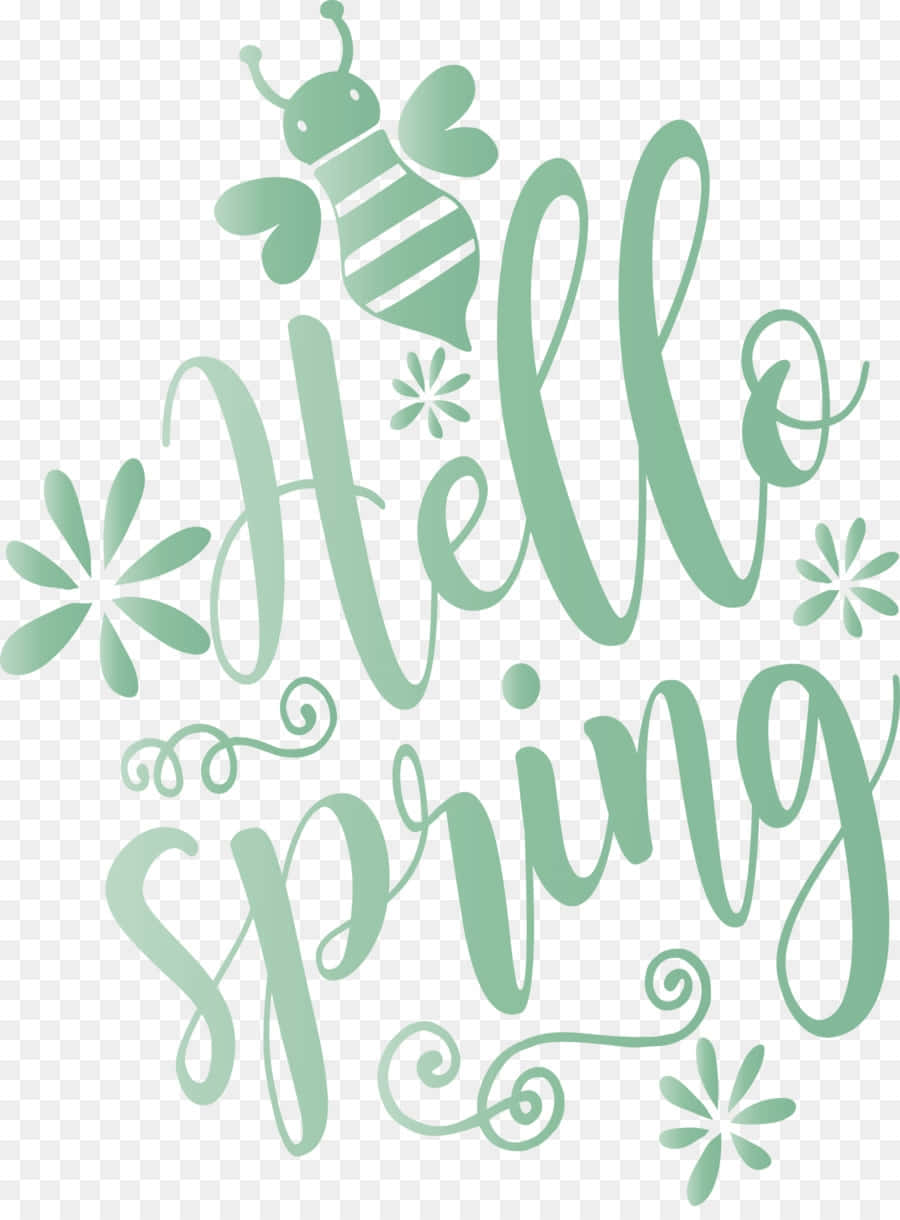 Hello Spring, mint green, bee, SD Phone Wallpaper