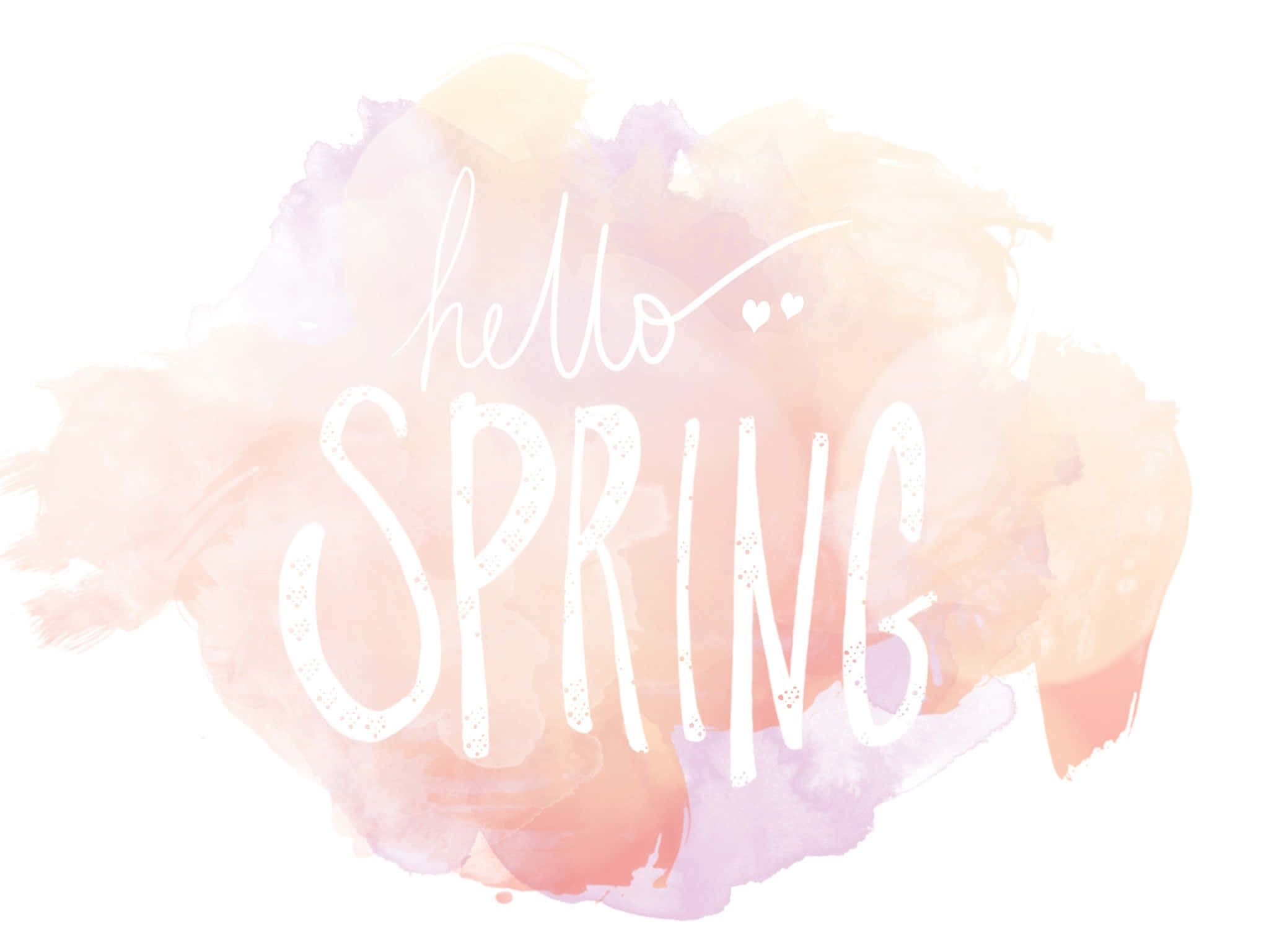 Hello Spring, watercolor splash, pastel pinks, Full HD Desktop Wallpaper
