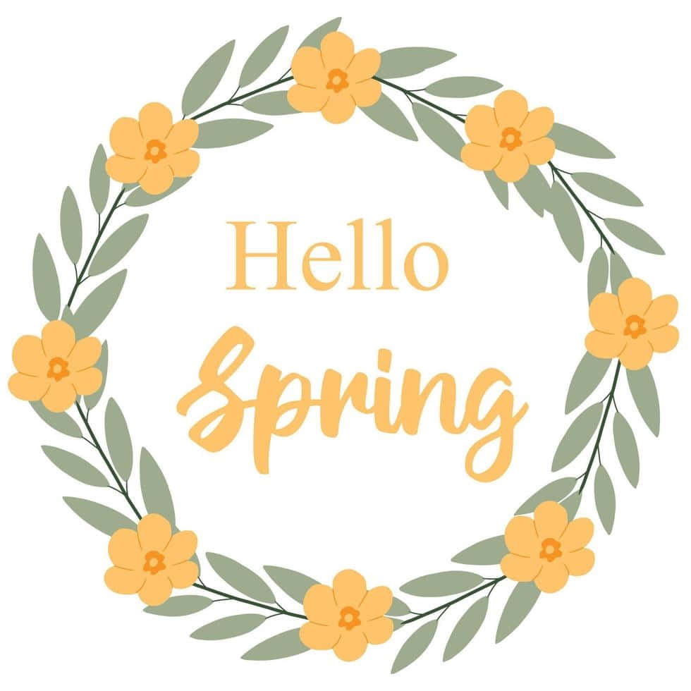 Hello Spring, yellow flowers, green leaves, SD Desktop Wallpaper