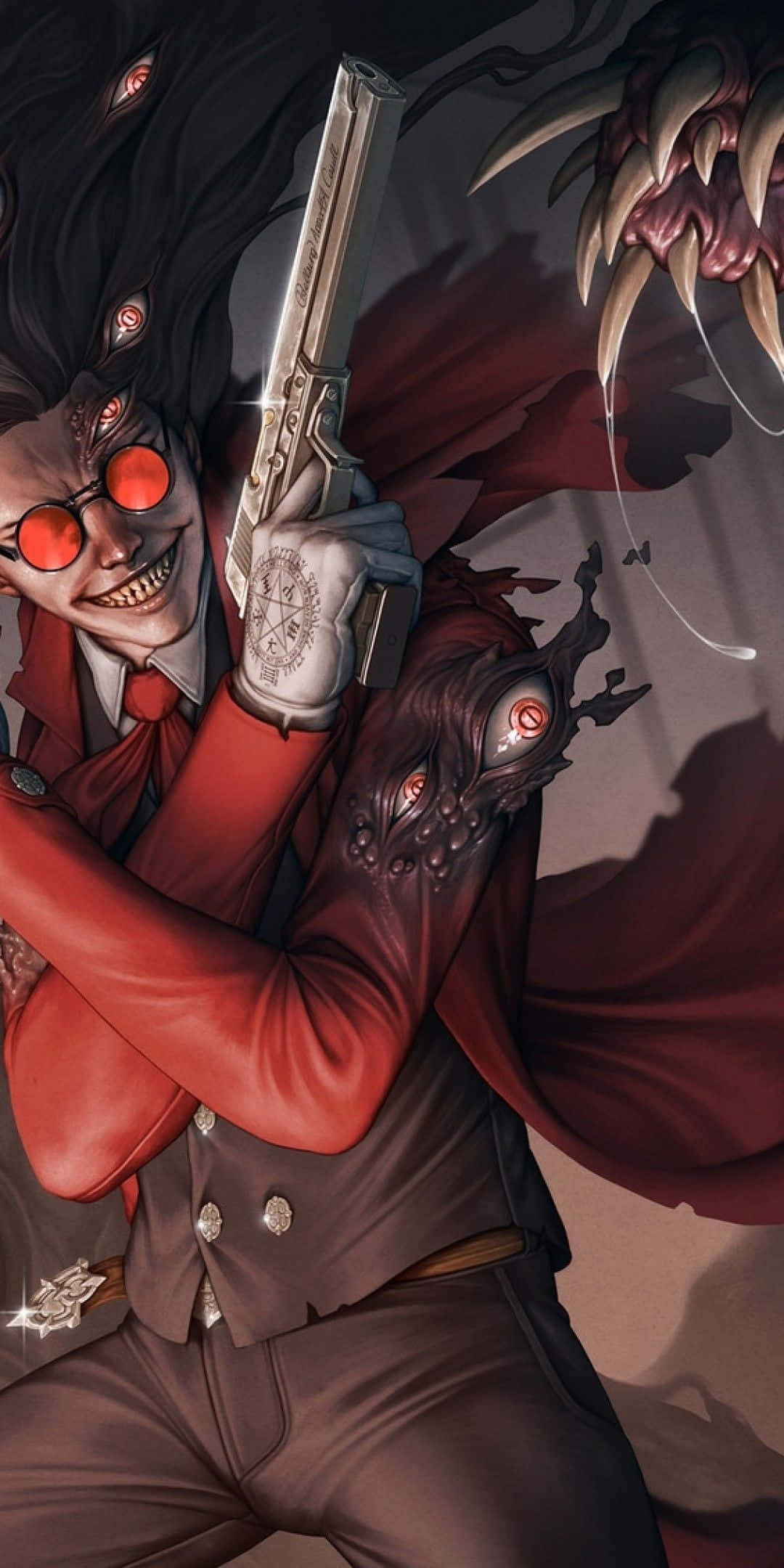 Hellsing Alucard, red goggles, gun, Full HD Phone Wallpaper