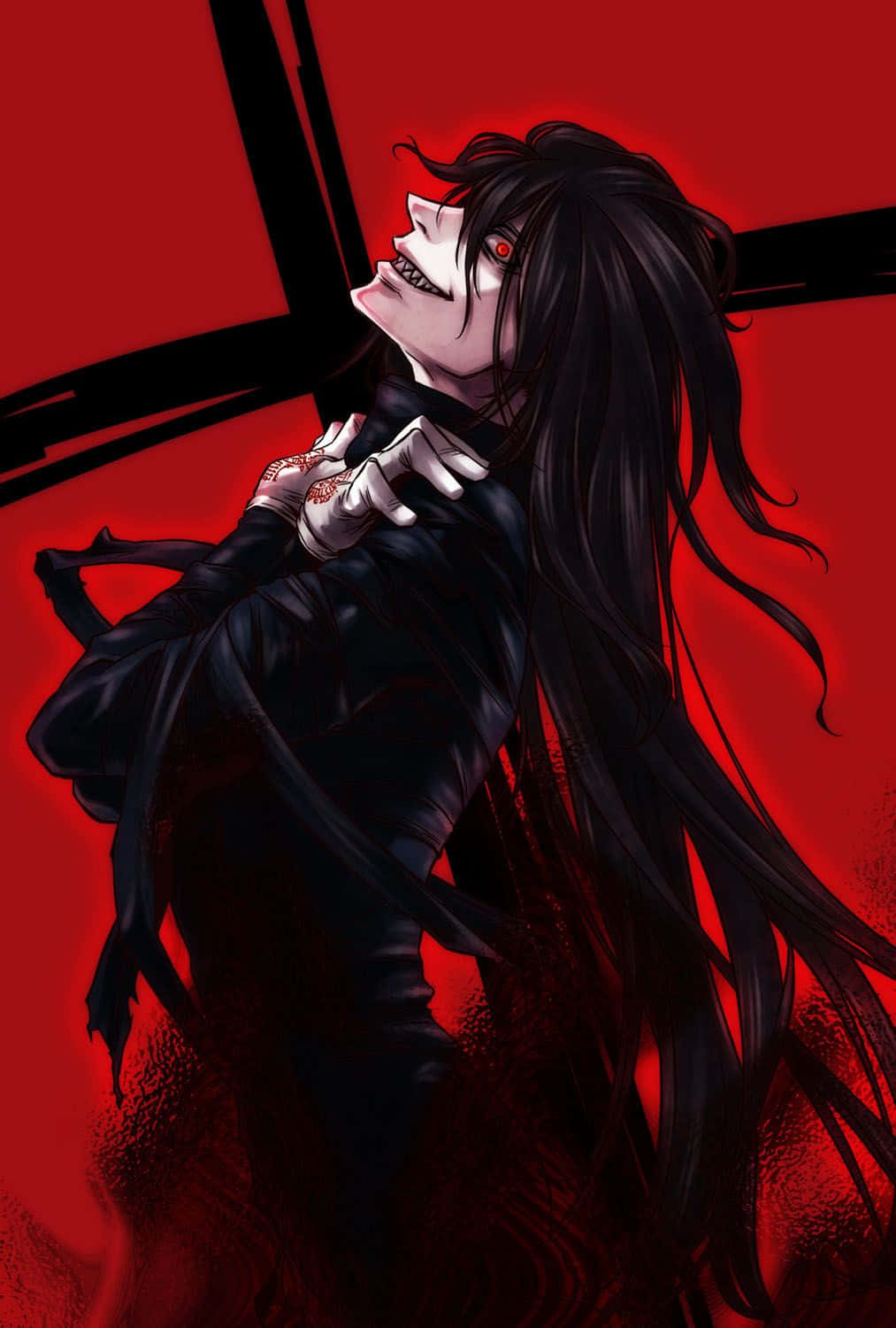 Hellsing, Alucard, blood-red background, HD Phone Wallpaper