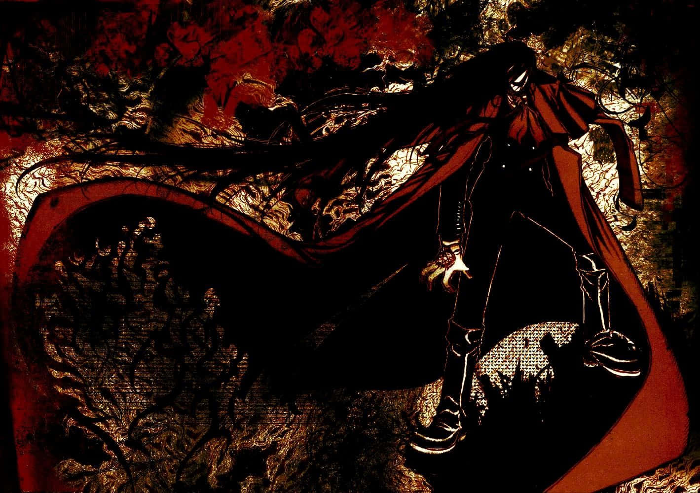 Alucard, Hellsing, red cape, HD Desktop Wallpaper