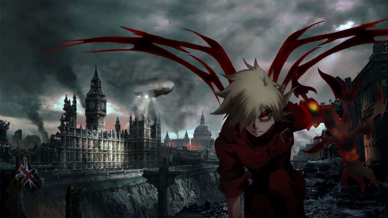 Hellsing, Alucard, ruined London skyline, SD Desktop Wallpaper