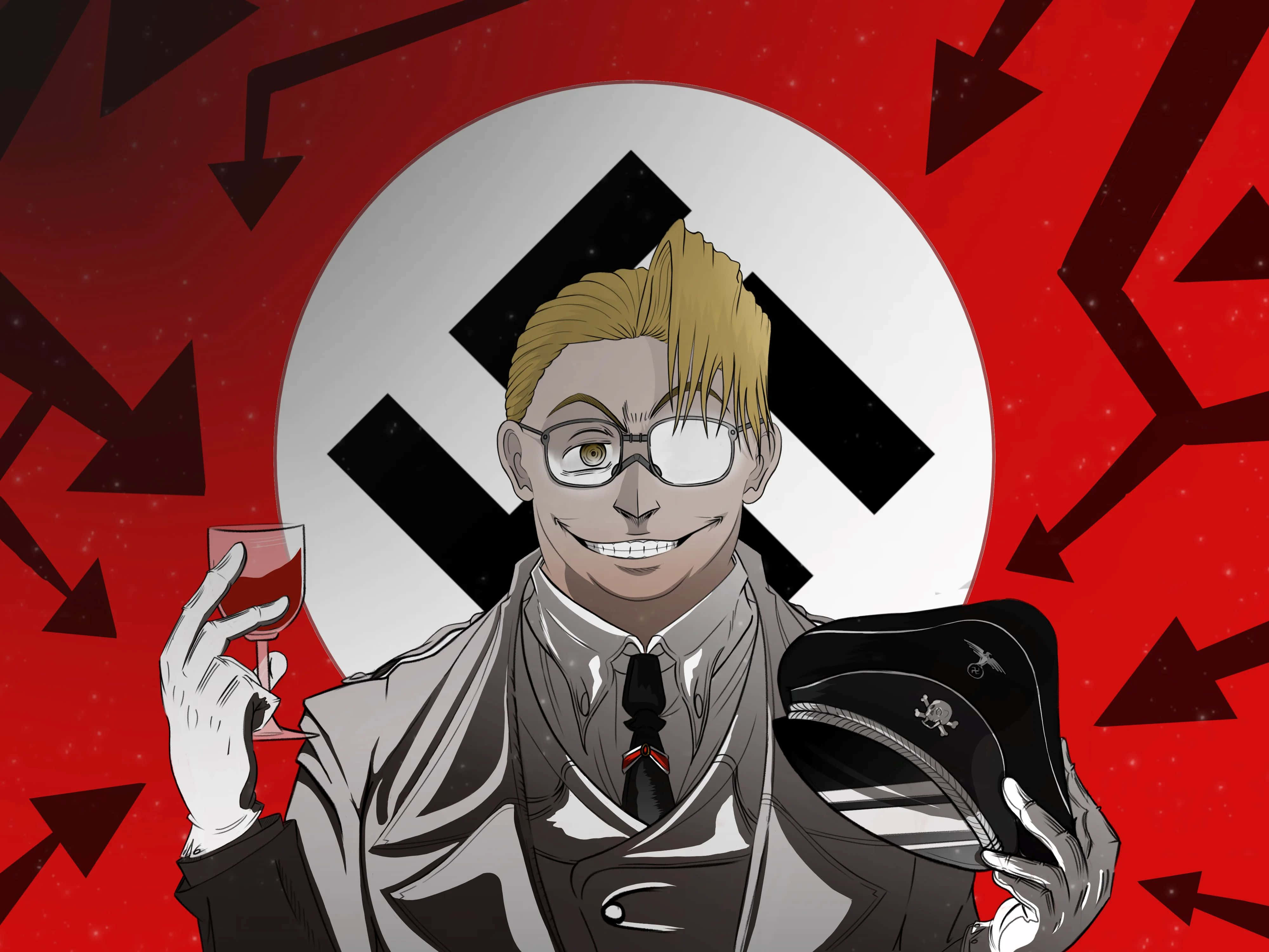 Hellsing The Major, wine glass, uniform, 4K Desktop Wallpaper