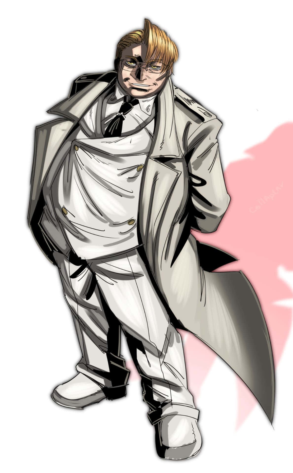Hellsing The Major, blonde hair, glasses, Full HD Phone Wallpaper