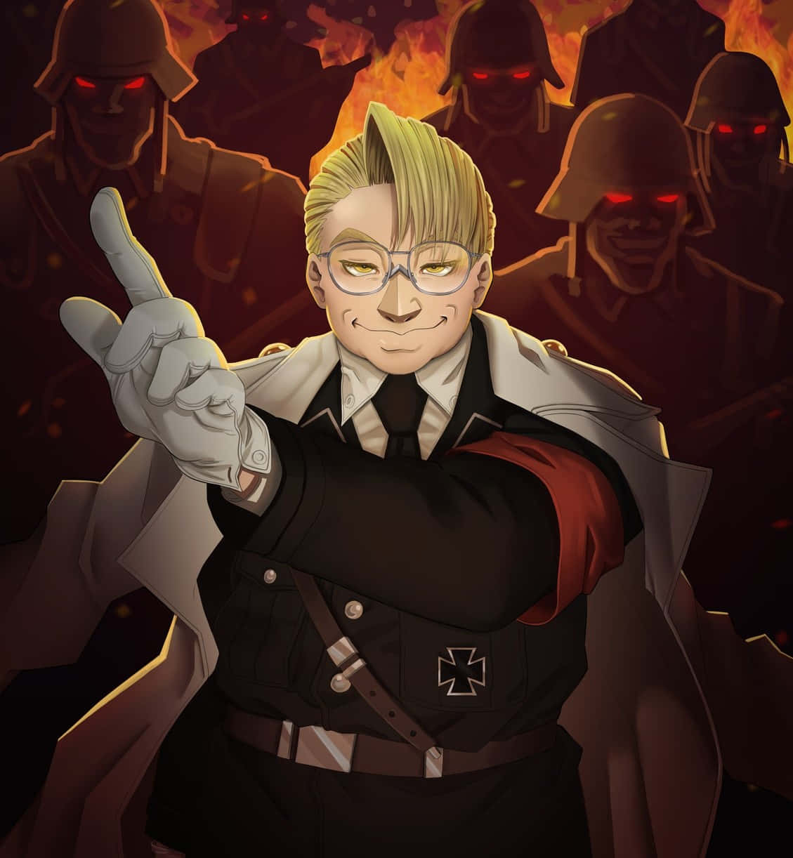 Hellsing The Major, military uniform, gloved hand, SD Phone Wallpaper