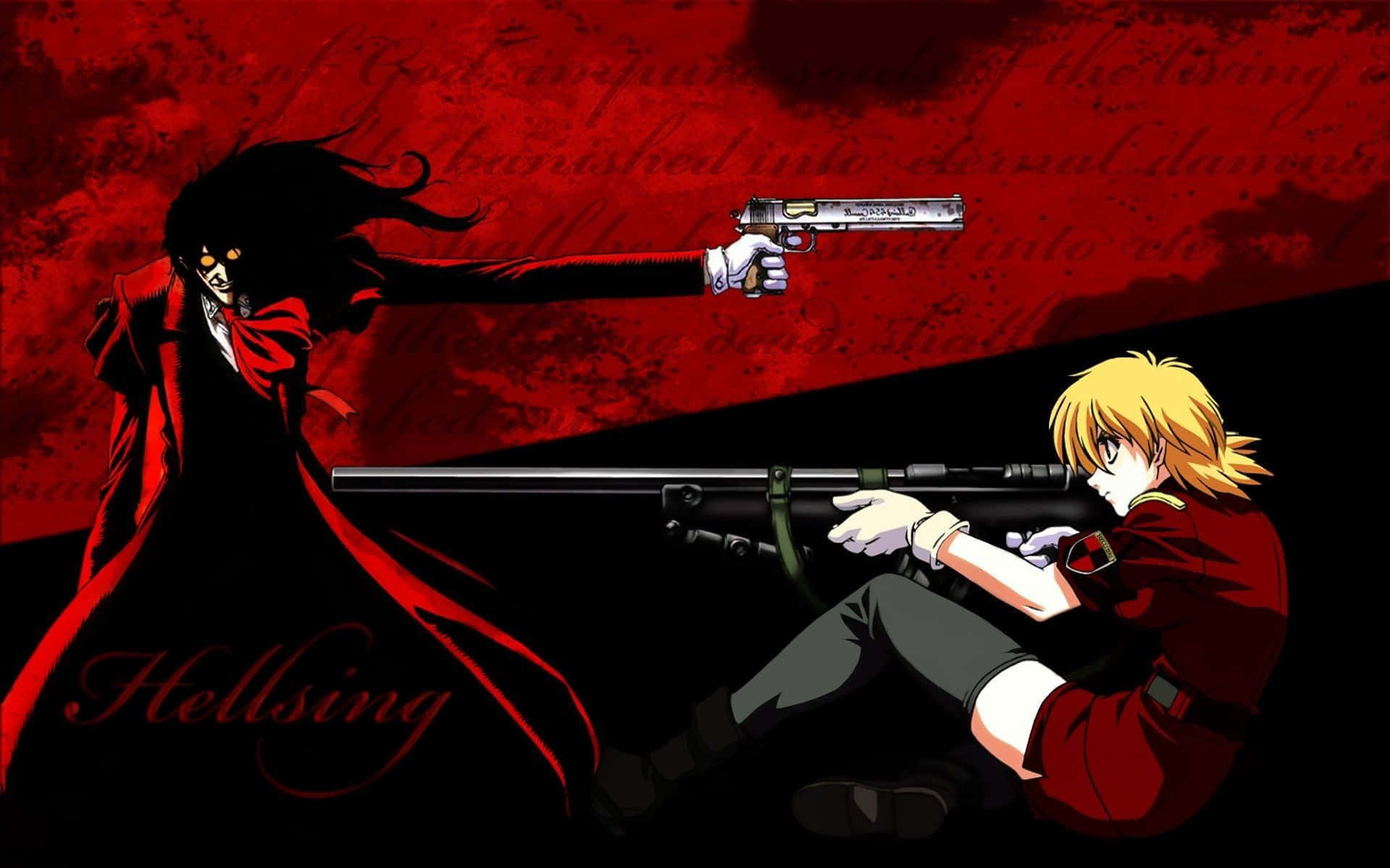 Hellsing Anime, sibling vampires, pistol, Full HD Desktop Wallpaper