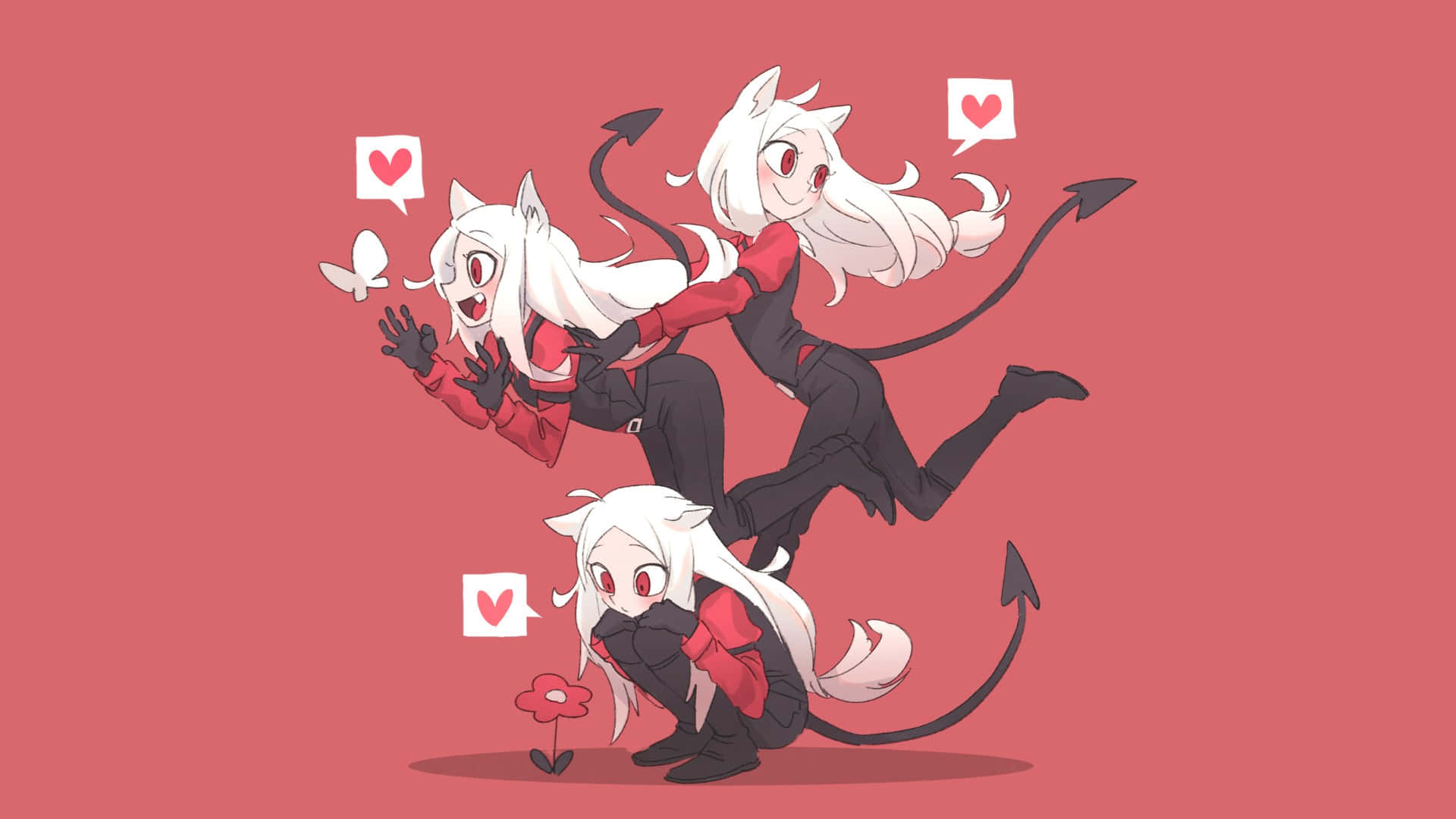 Helltaker, demon trio, white hair, Full HD Desktop Wallpaper