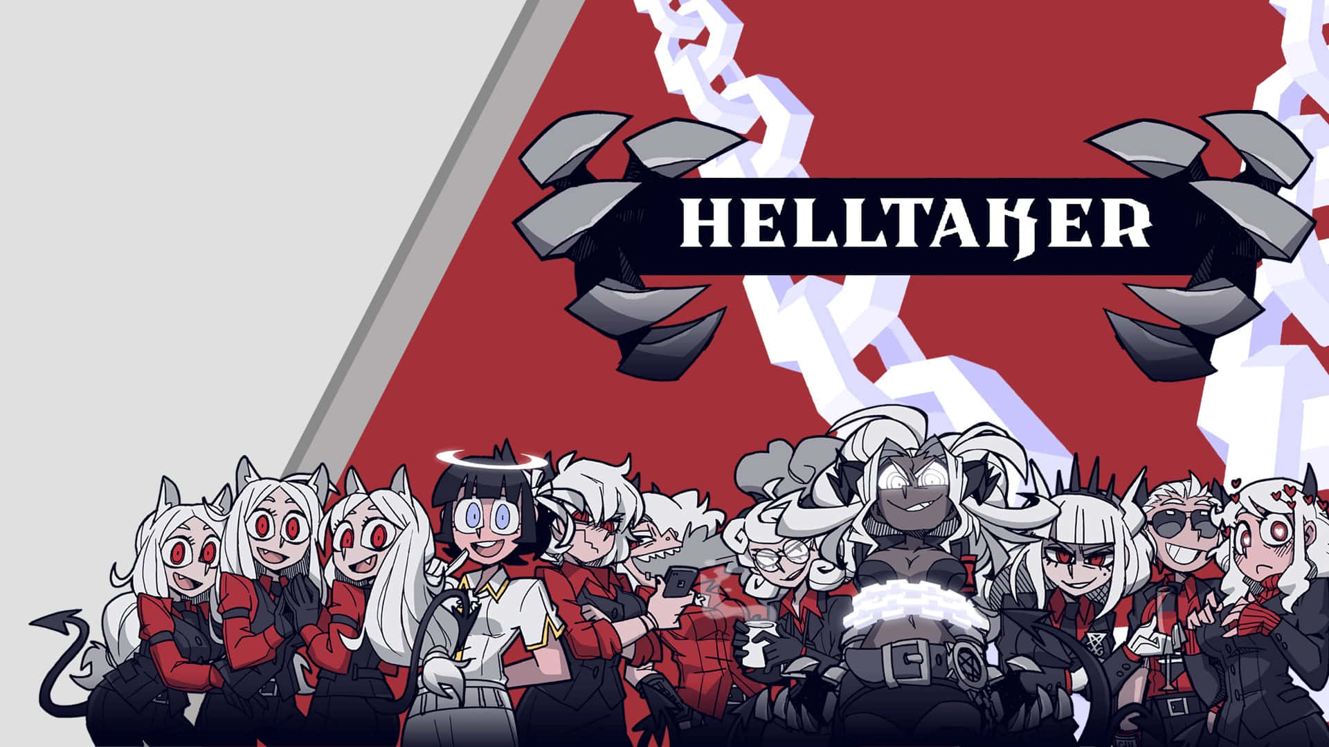 Helltaker, demon girl squad, shattered chain, Full HD Desktop Wallpaper