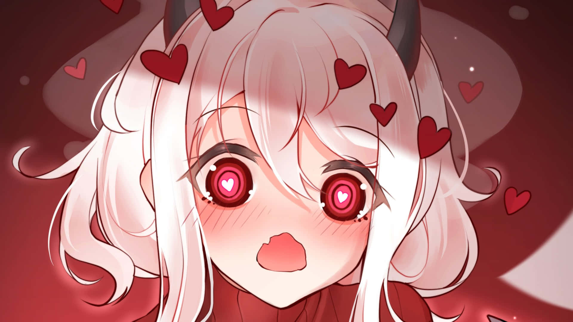 Helltaker, demon girl, white hair, Full HD Desktop Wallpaper