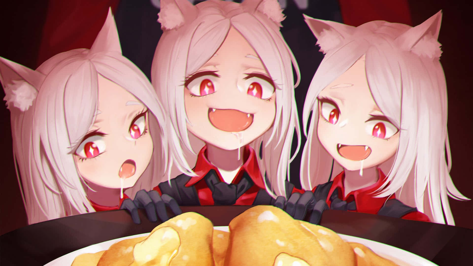 Helltaker, cat girls, fox ears, Full HD Desktop Wallpaper