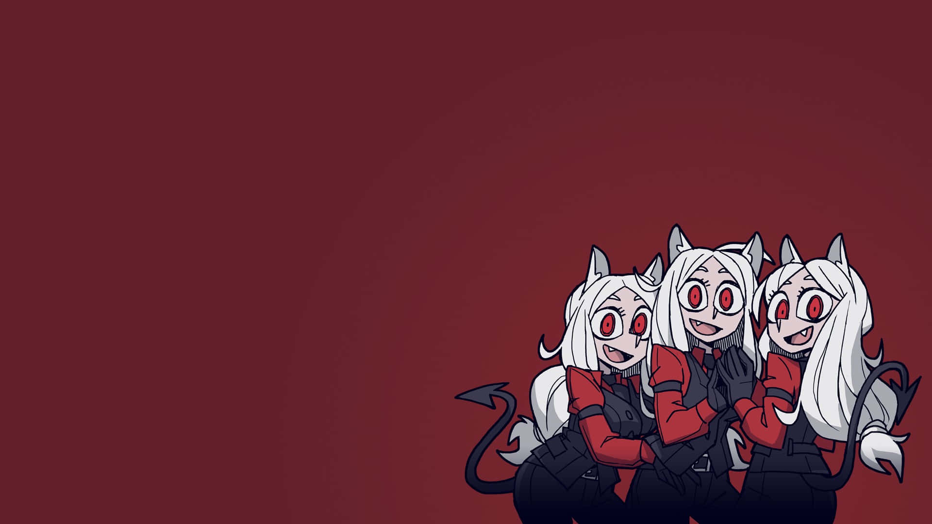 Helltaker, triple demon girls, white hair, Full HD Desktop Wallpaper