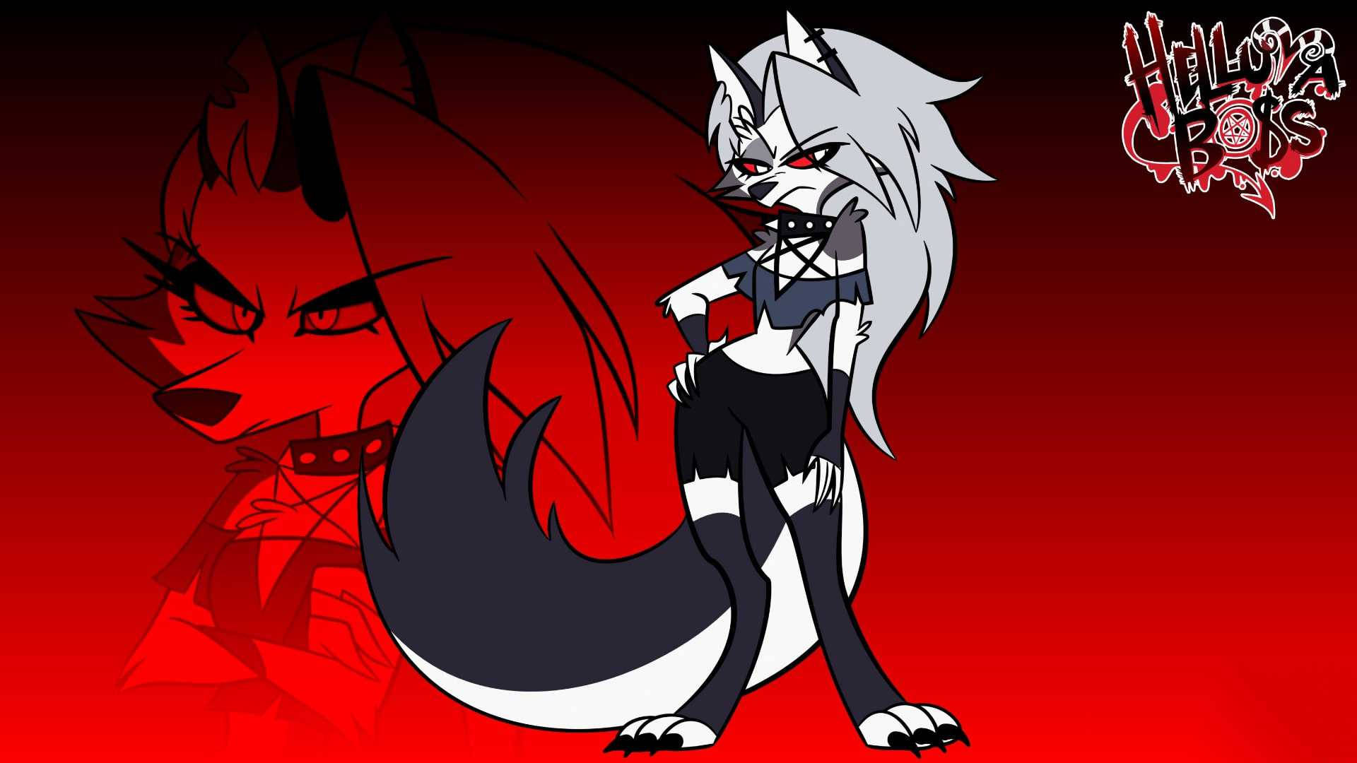 Helluva Boss, adoptive daughter, anime wolf, Full HD Desktop Wallpaper