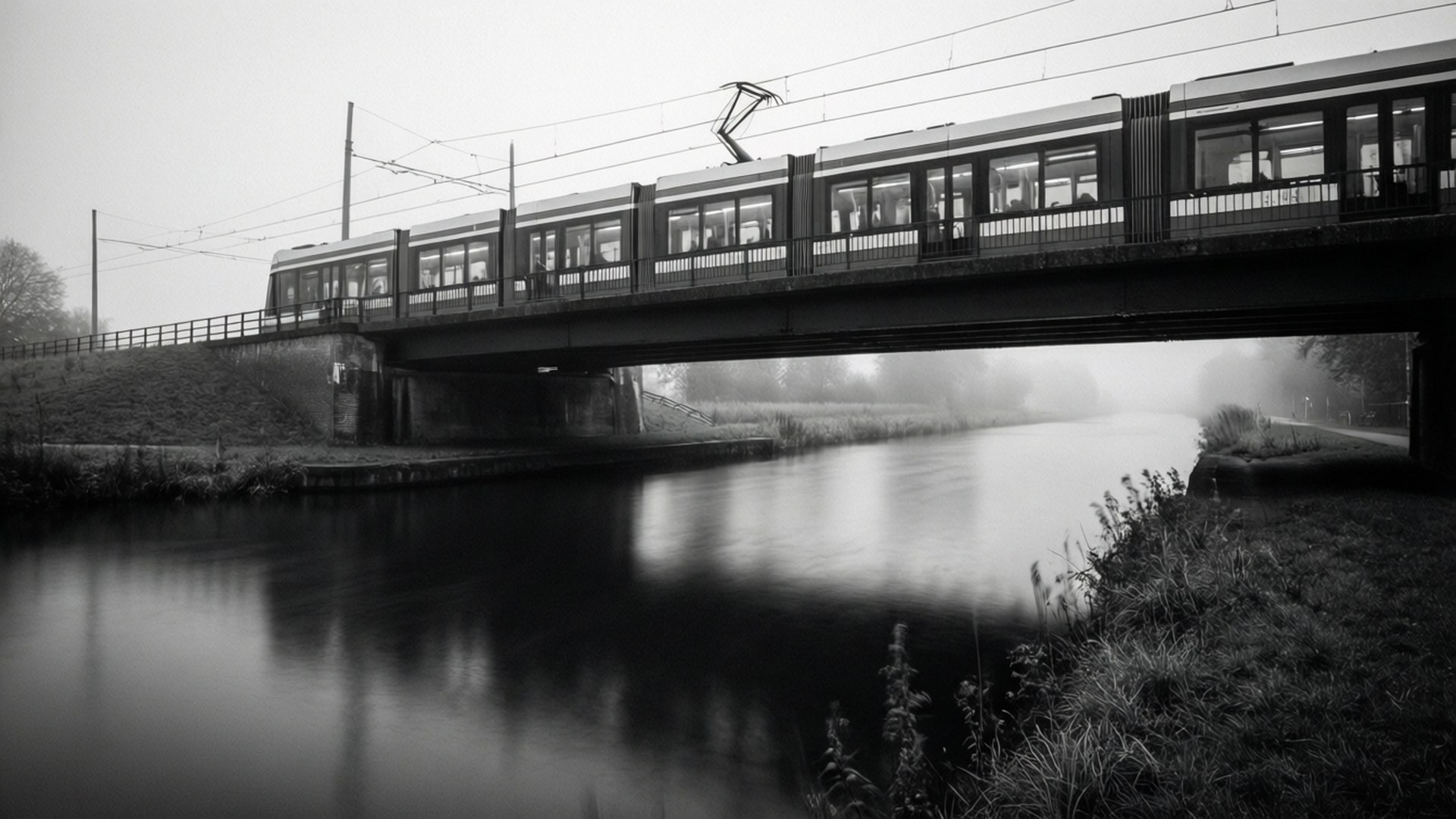 Helmond, canal, noir, Full HD Desktop Wallpaper