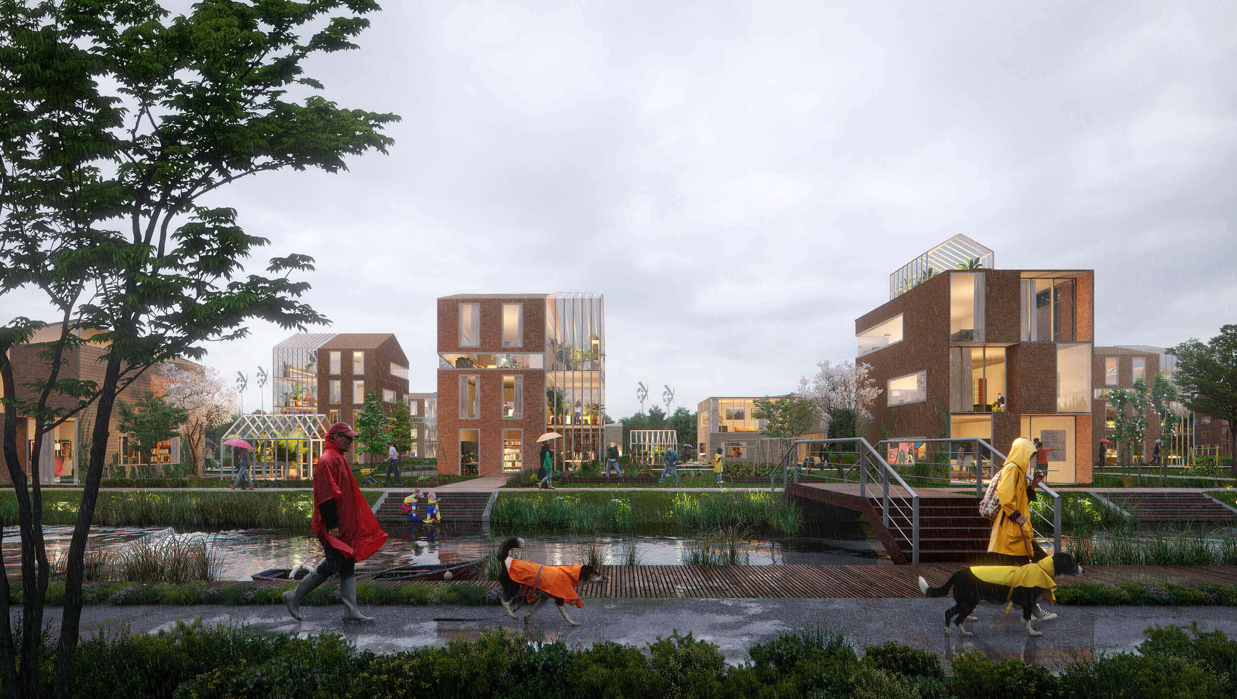 Helmond, modern architecture, park scene, Full HD Desktop Wallpaper