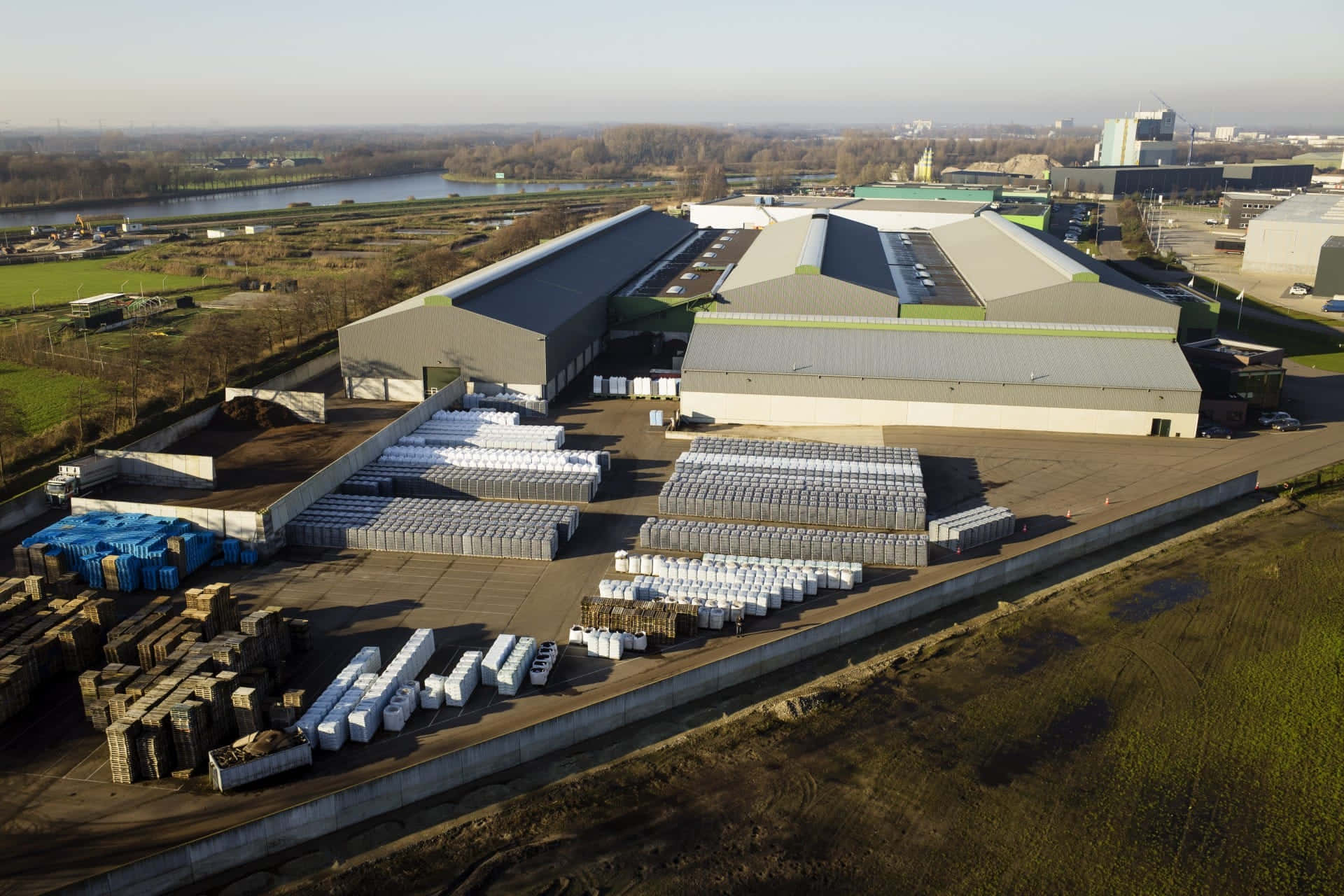 Helmond, industrial warehouse, aerial view, Full HD Desktop Wallpaper